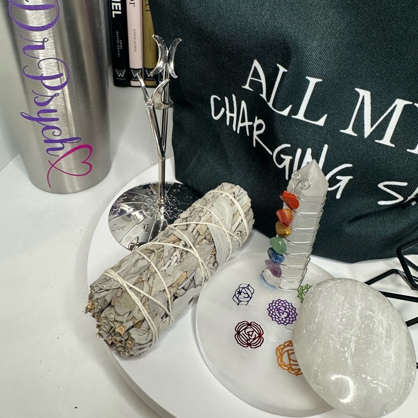 DrPsych_Faves12! Charge & Cleanse Crystal Starter Kit! Black bag. πΉπΉπ€π€