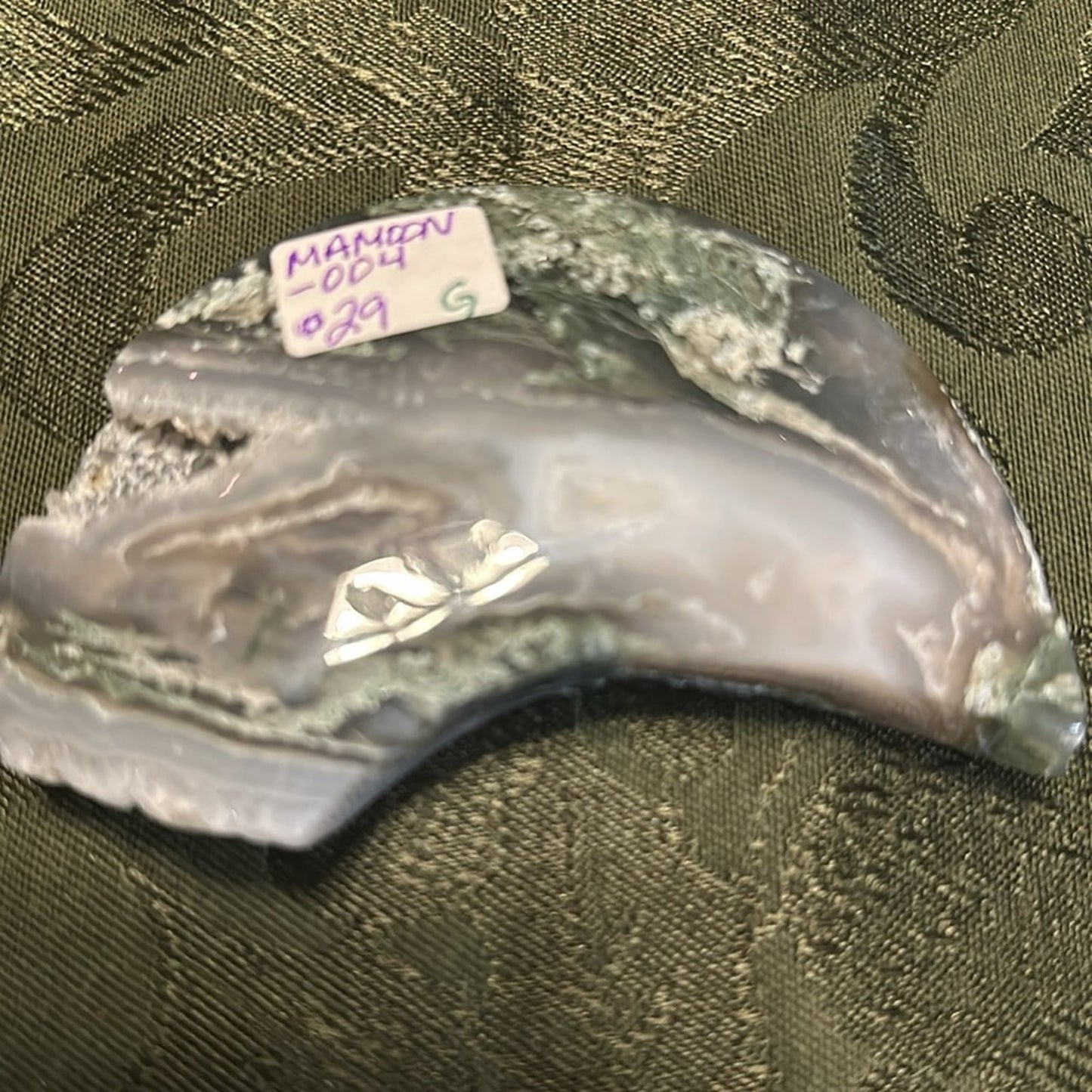 Moss Agate Crescent Moon- MAMOON - 004