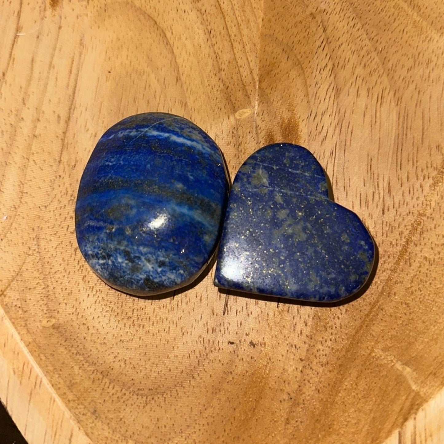 Lapis Lazuli Heart Palm stone set (2)- LAPISHRTPLMSTNSET-001