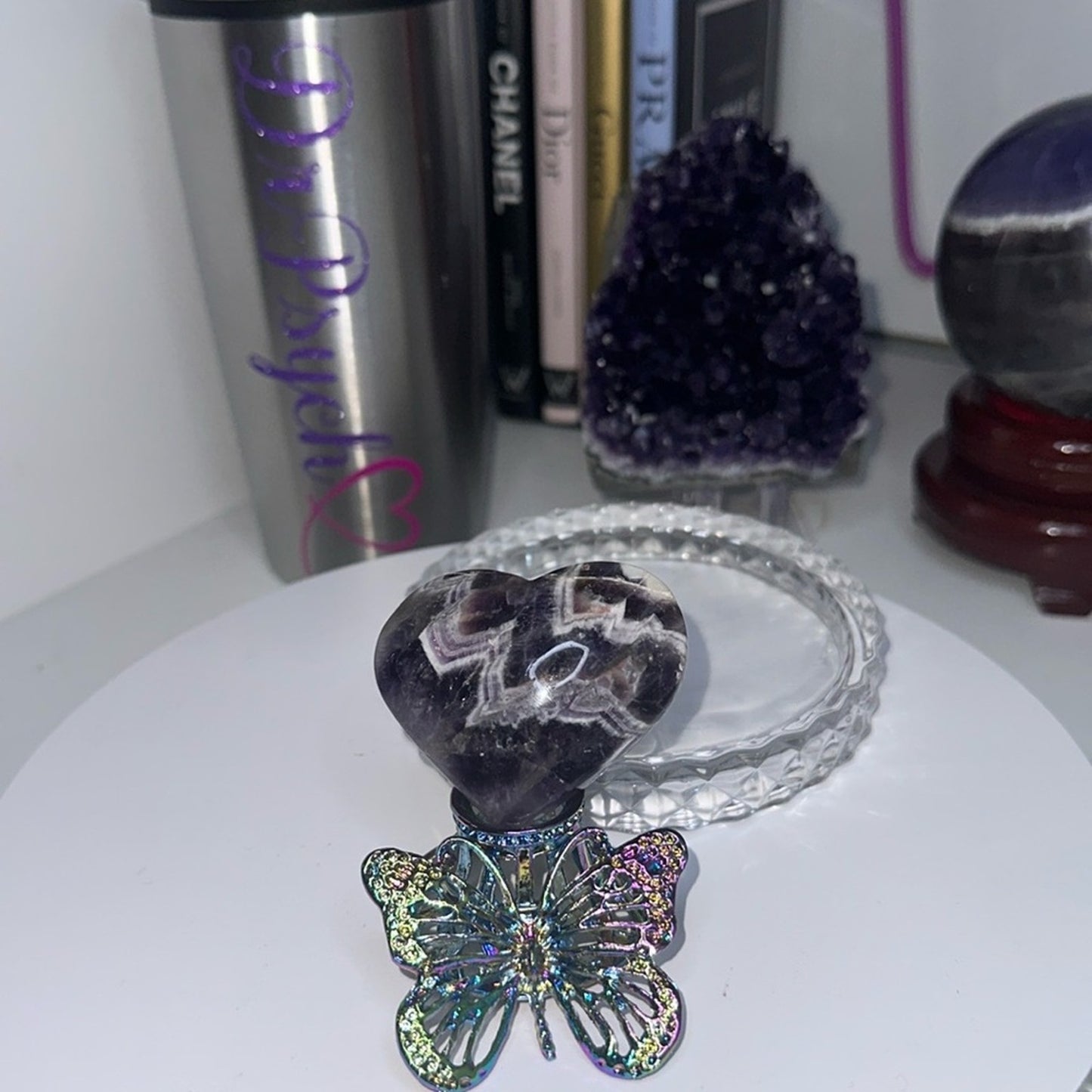 Chevron Dream Amethyst Mini Heart Carving 55MM