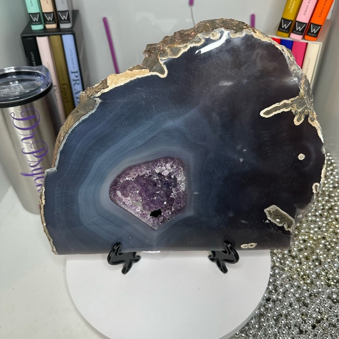 Blue Lace Agate and Amethyst Sugar Slab - BLAAMYSLAB-001