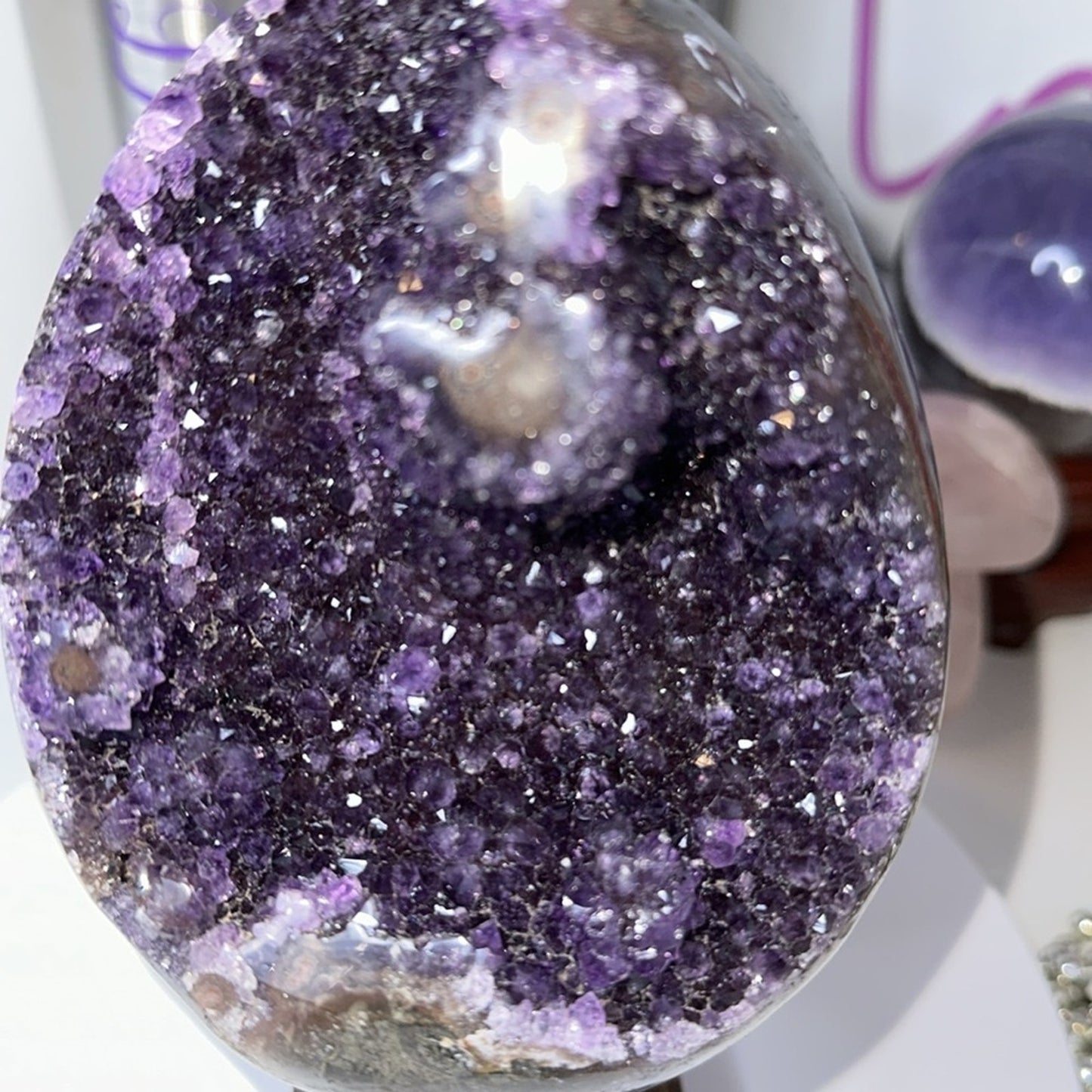 Amethyst Raw Freeform Egg Dinosaur - DRUZYAMYEGGEYE-001 135MM