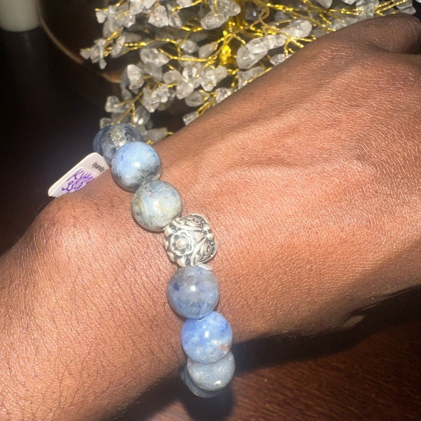 Kyanite and Sterling Silver 925 Bracelet 11MM Bead