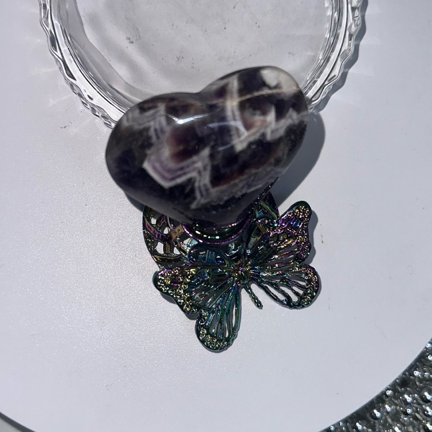 Chevron Dream Amethyst Mini Heart Carving 55MM