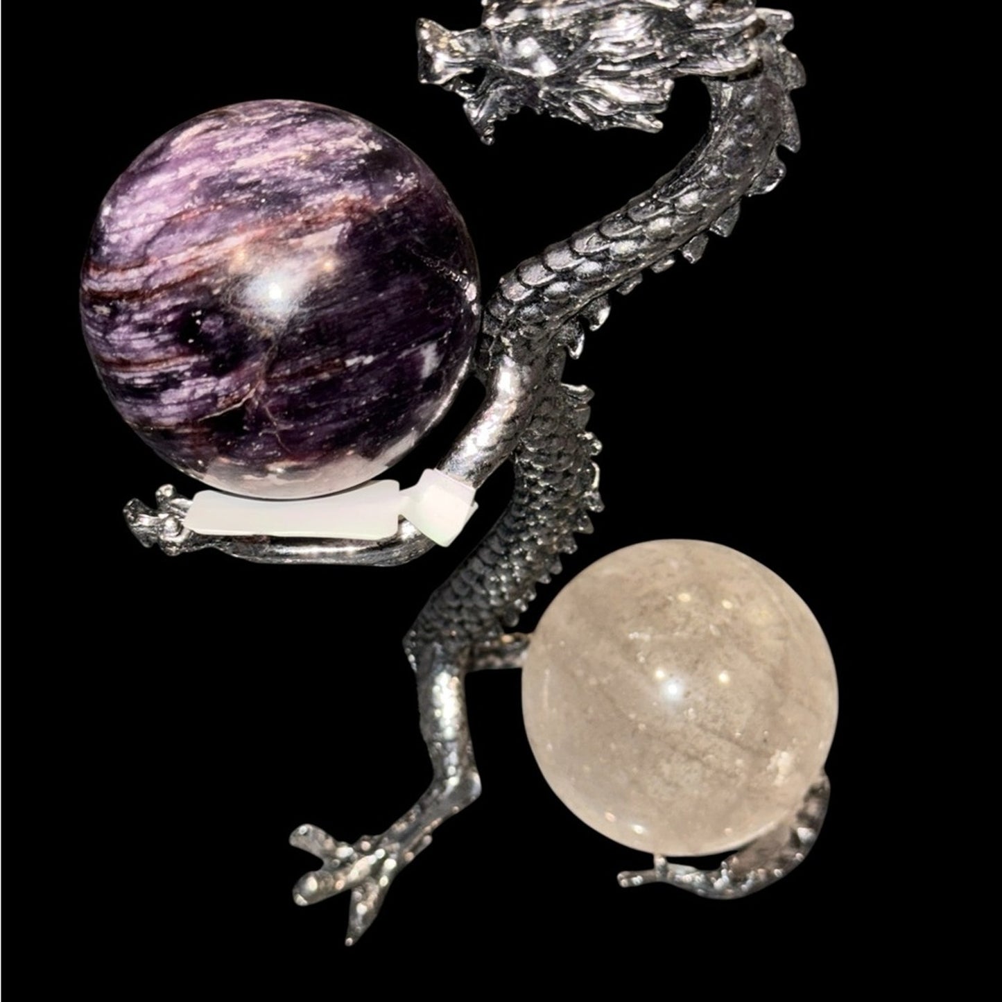 Pewter Grey Dragon holder of Crystal Spheres (Not Included - but for sale)๐น๐น