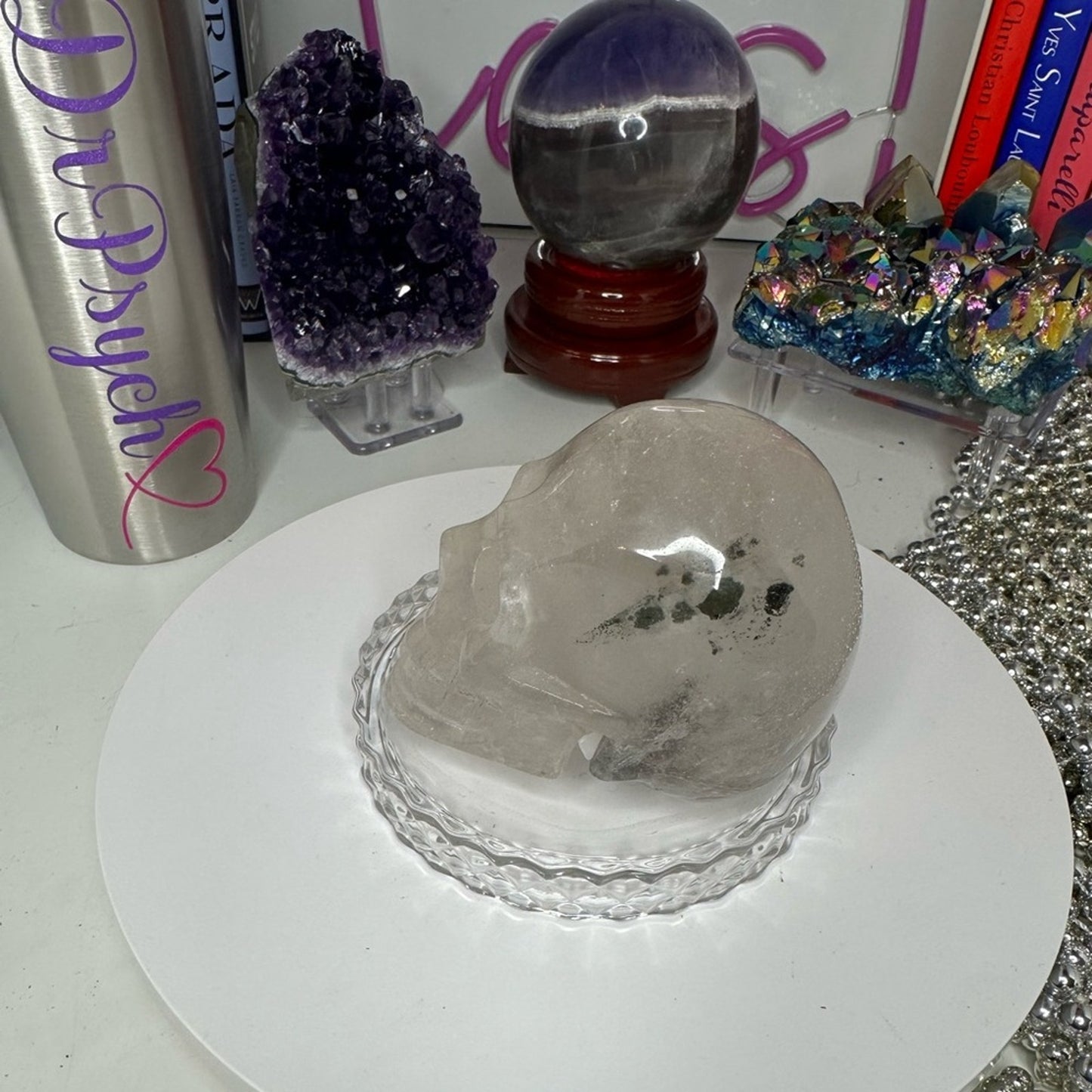 Garden Quartz and Mini Flower Agate Skulls - GQFASKULLS-001
