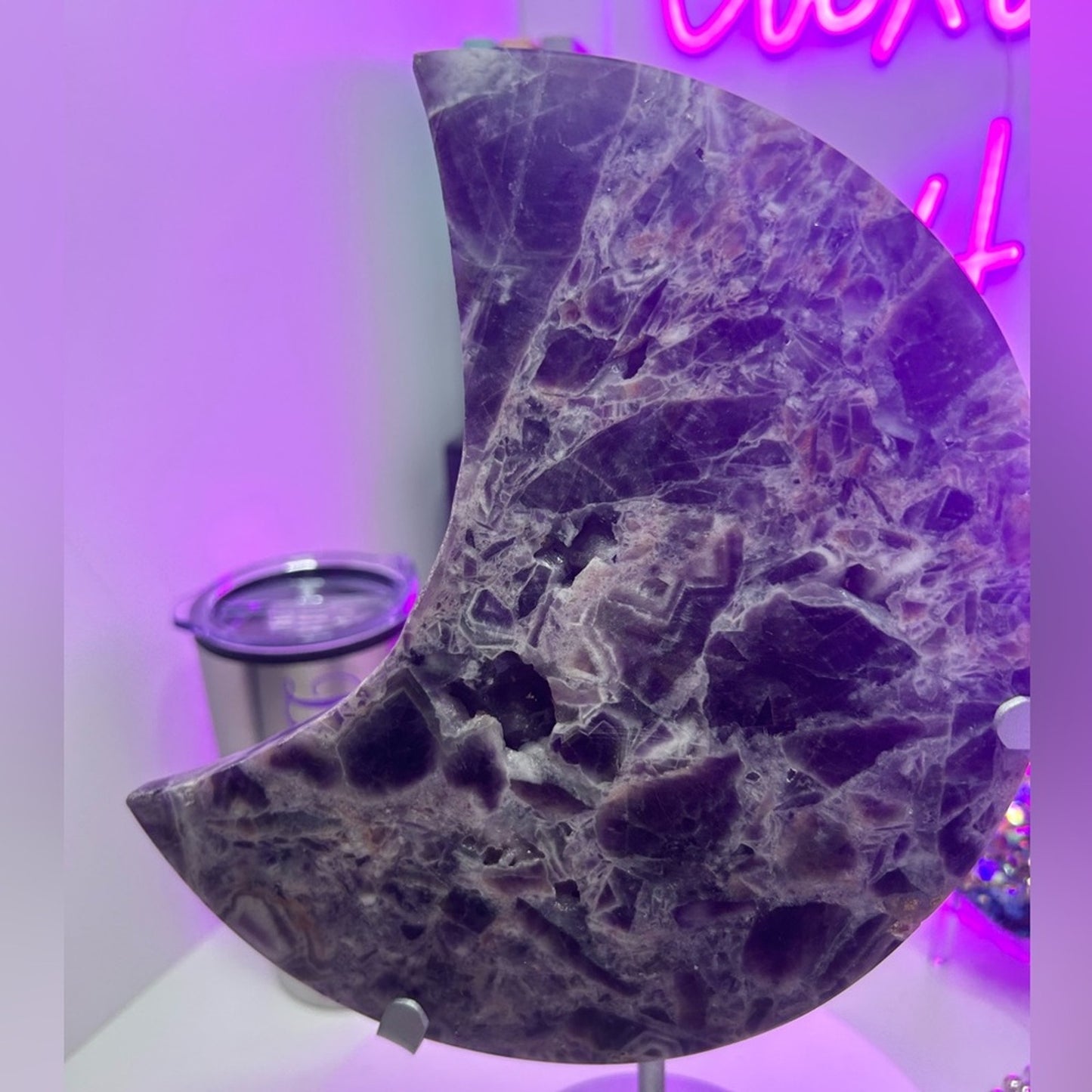 Chevron Dream Amethyst Crescent Moon plate - CHAMYMOON-MED 121.74MM 1092g