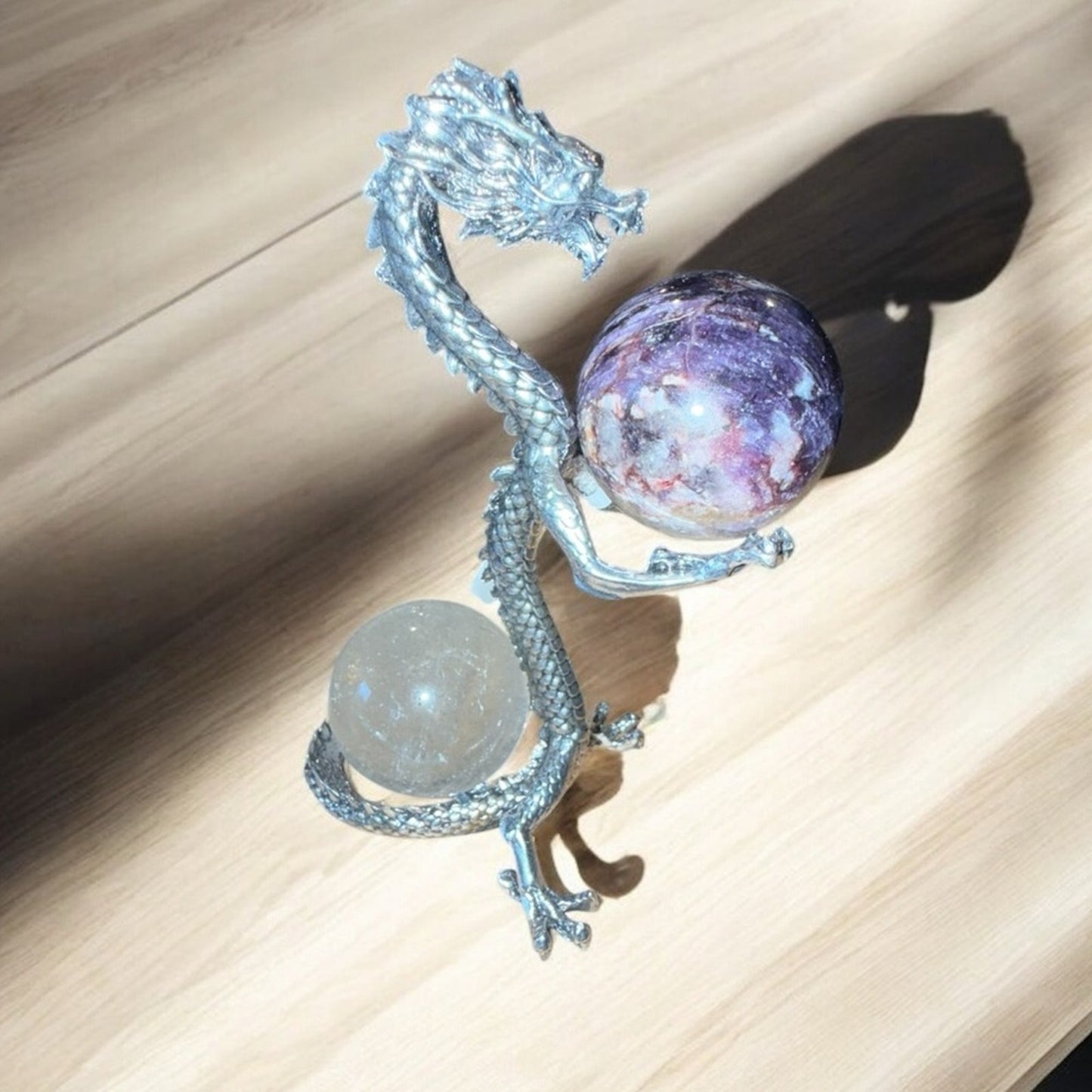 Pewter Grey Dragon holder of Crystal Spheres (Not Included - but for sale)๐น๐น