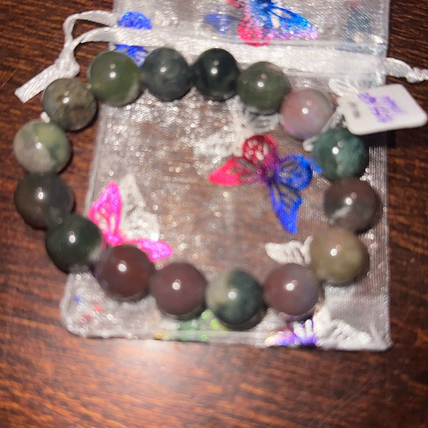 Moss Agate Bracelet 12MM Bead