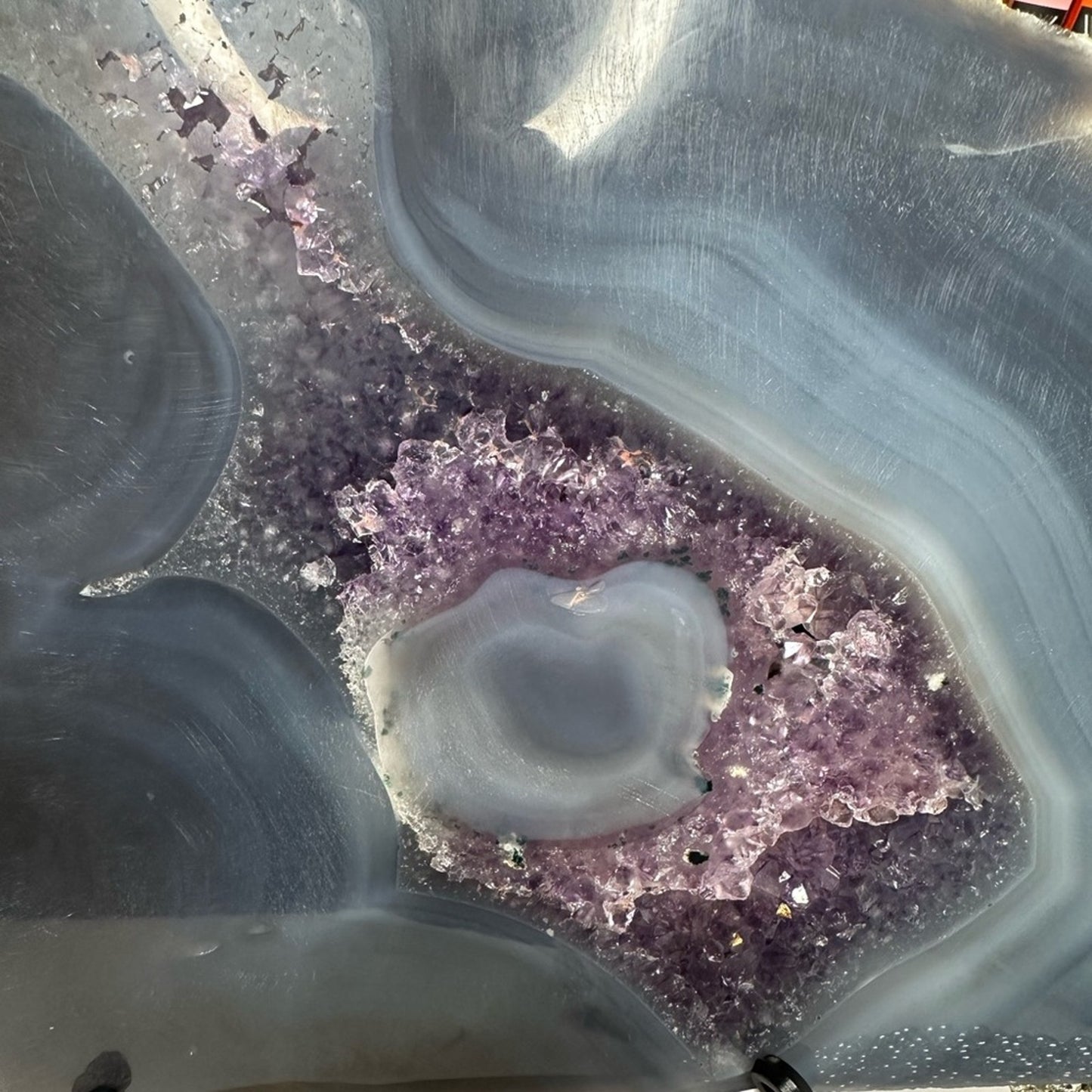 Blue Lace Agate and Amethyst Sugar Slab - BLAAMYSLAB-001