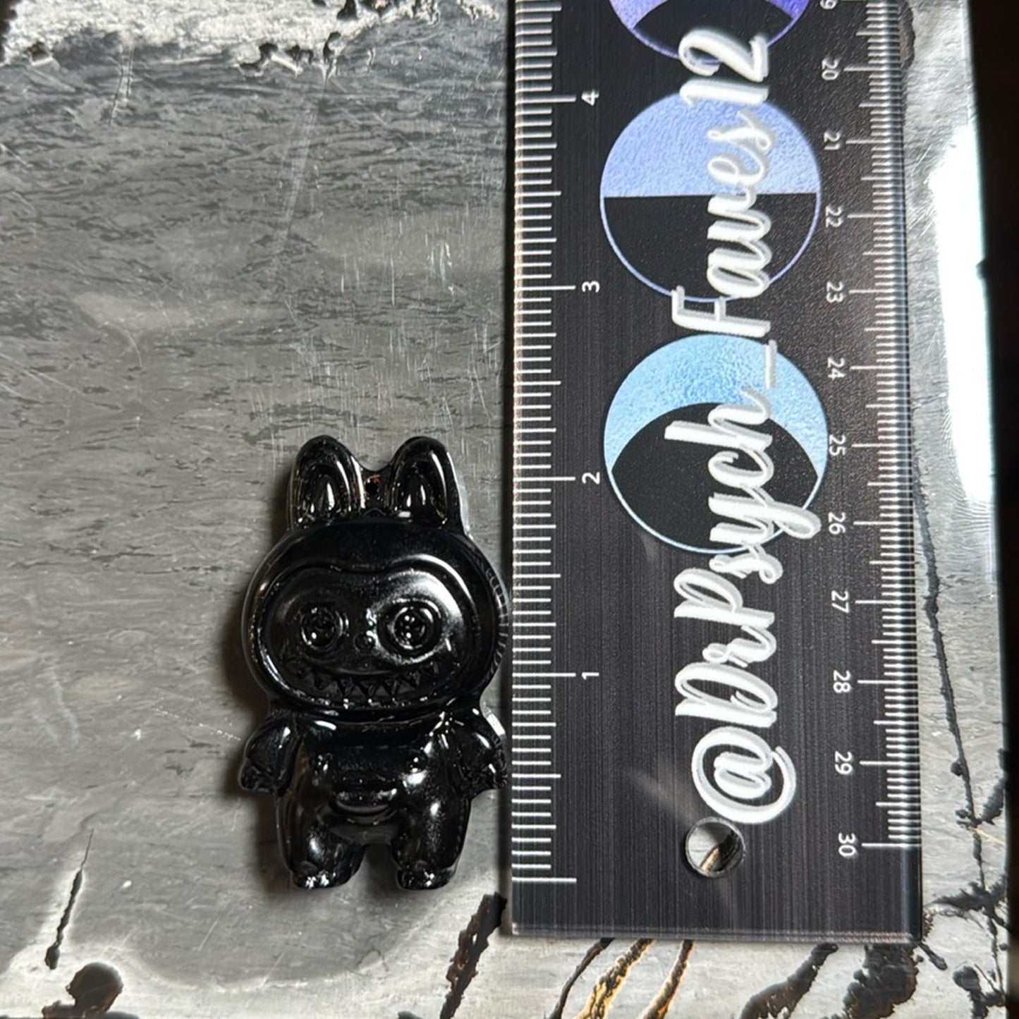 Labubu Golden Sheen Black Obsidian 2.25” approximately carving pendant Figure