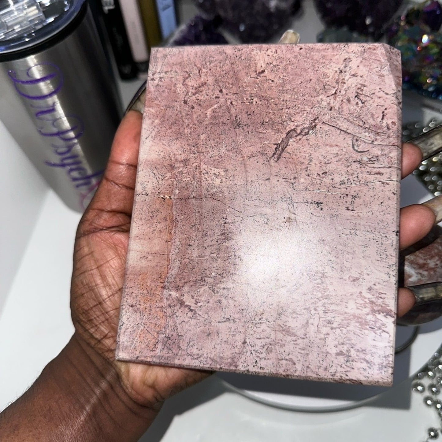Pink Picture Jasper Slab & Sphere Set - PINKPJSLBSPHSET-001