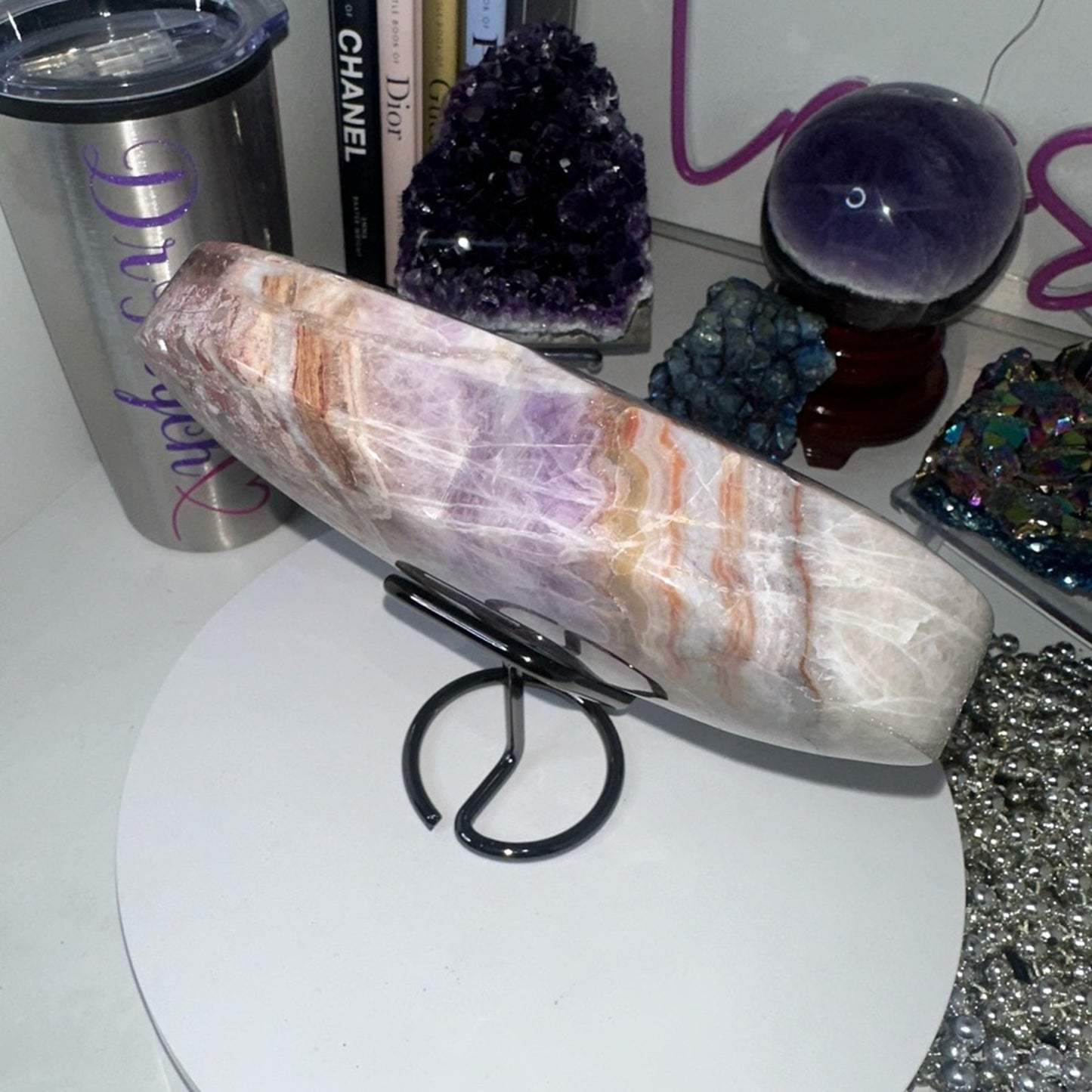 Mexican Lace Agate and Amethyst Heart LARGE - MCAMYHRT-LRG 1436g 6.50β