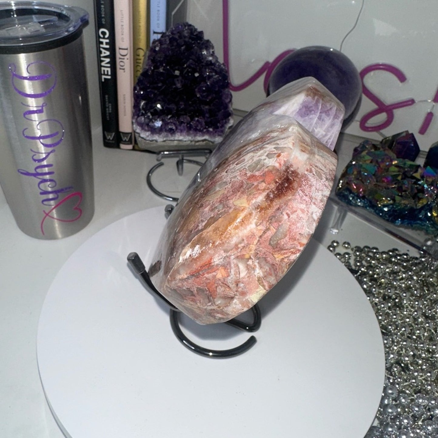 Mexican Lace Agate and Amethyst Heart LARGE - MCAMYHRT-LRG 1436g 6.50β