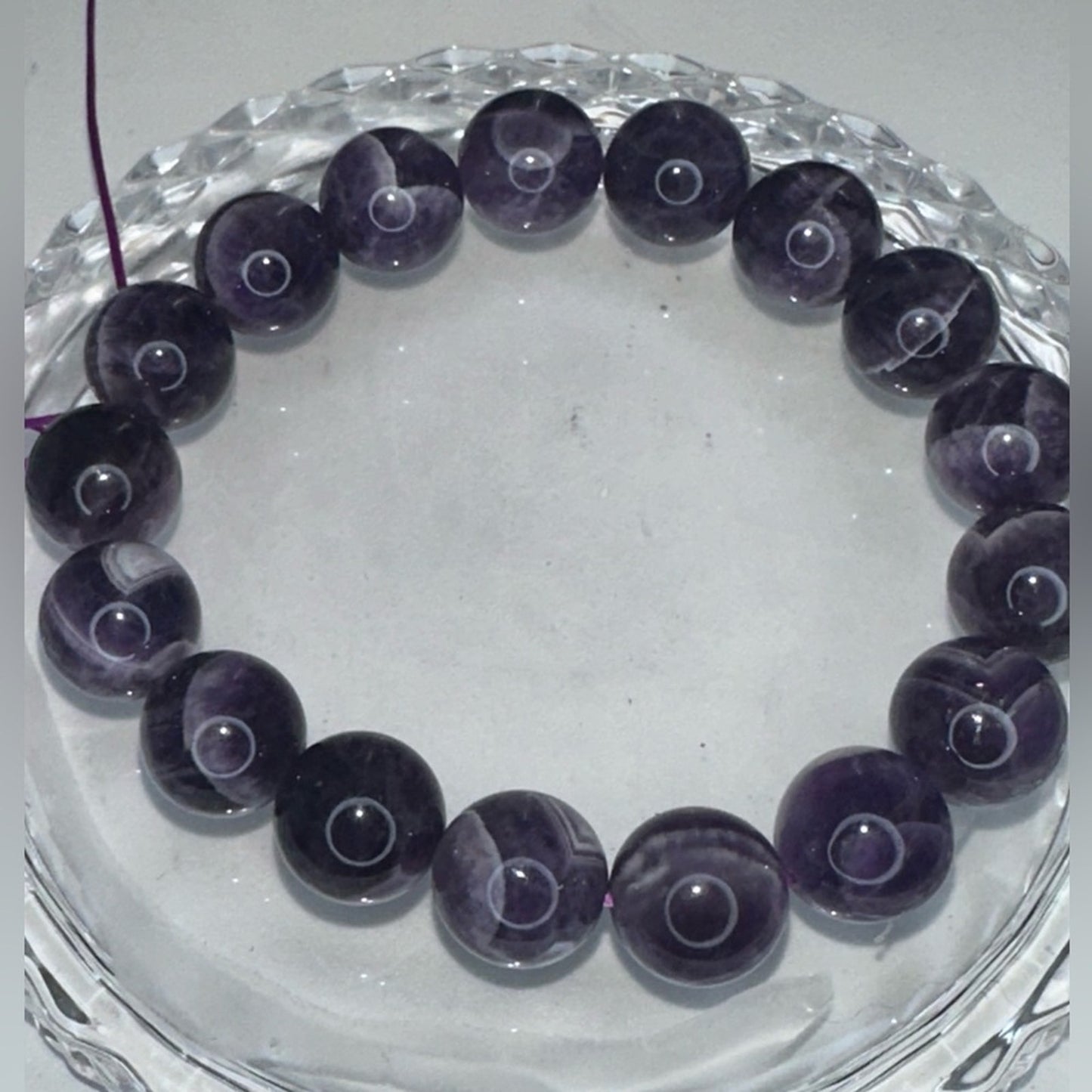 Amethyst - Dream/Chevron Natural Stone Bracelet Approx 12MM, 2.5โ CHAMYBRC001