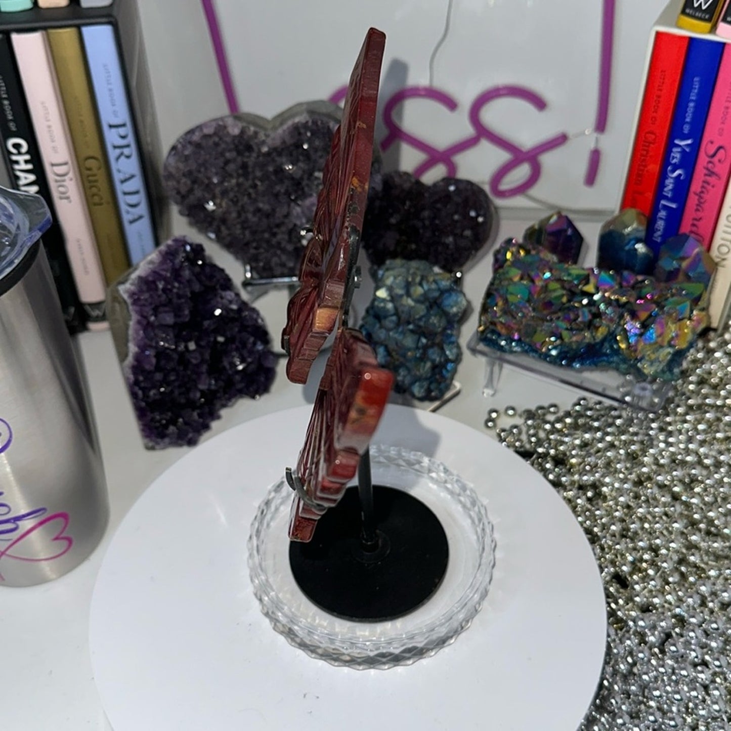 Mookaite custom Butterfly Pink Purple carving #163
