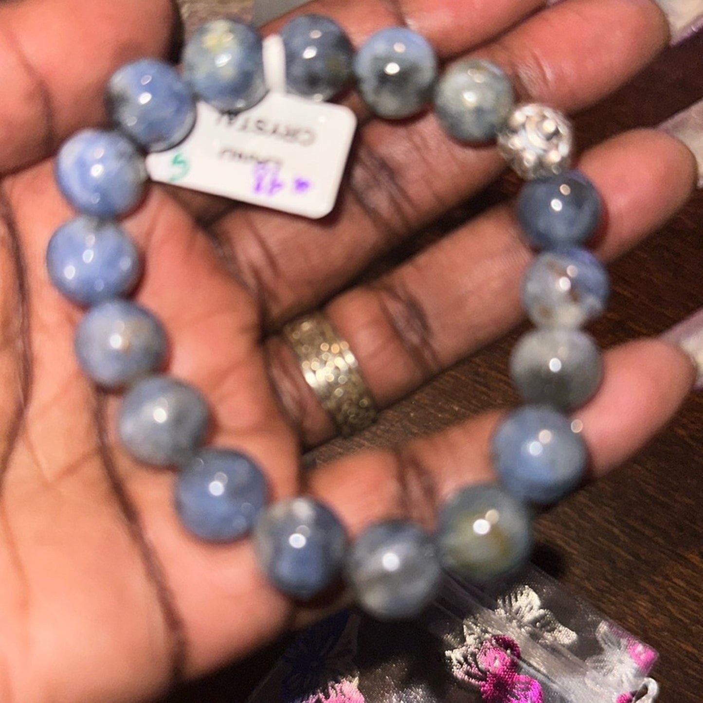 Kyanite and Sterling Silver 925 Bracelet 11MM Bead