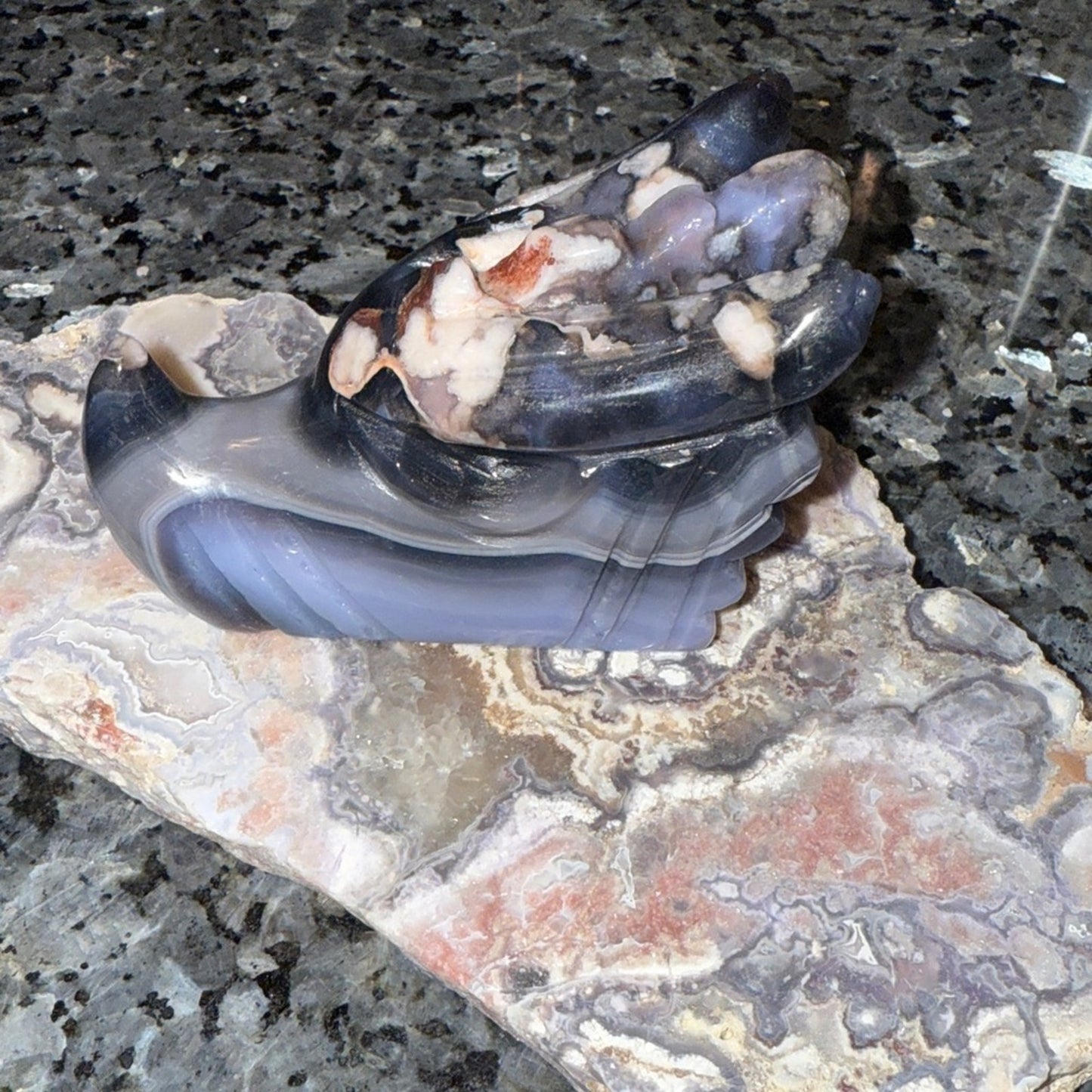 Blue Flower Agate 🐲 Dragon Head