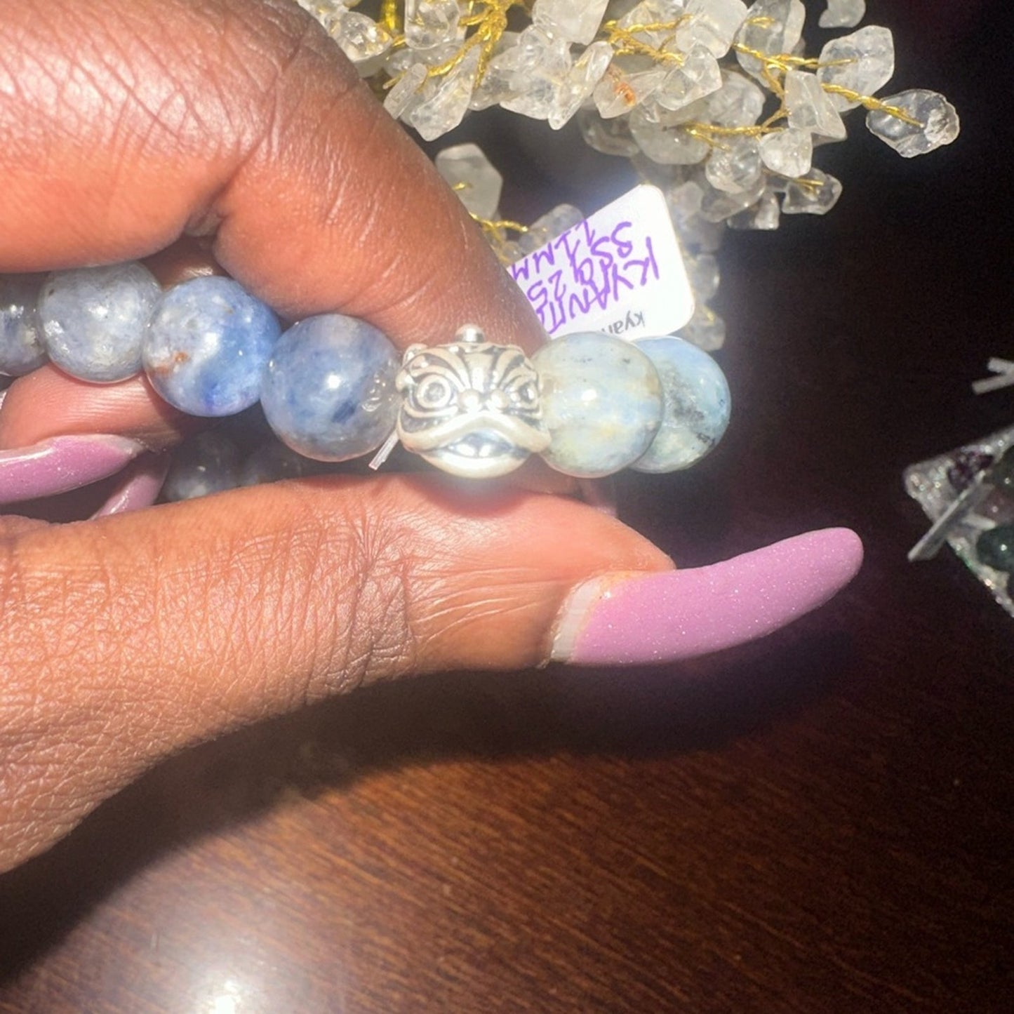 Kyanite and Sterling Silver 925 Bracelet 11MM Bead