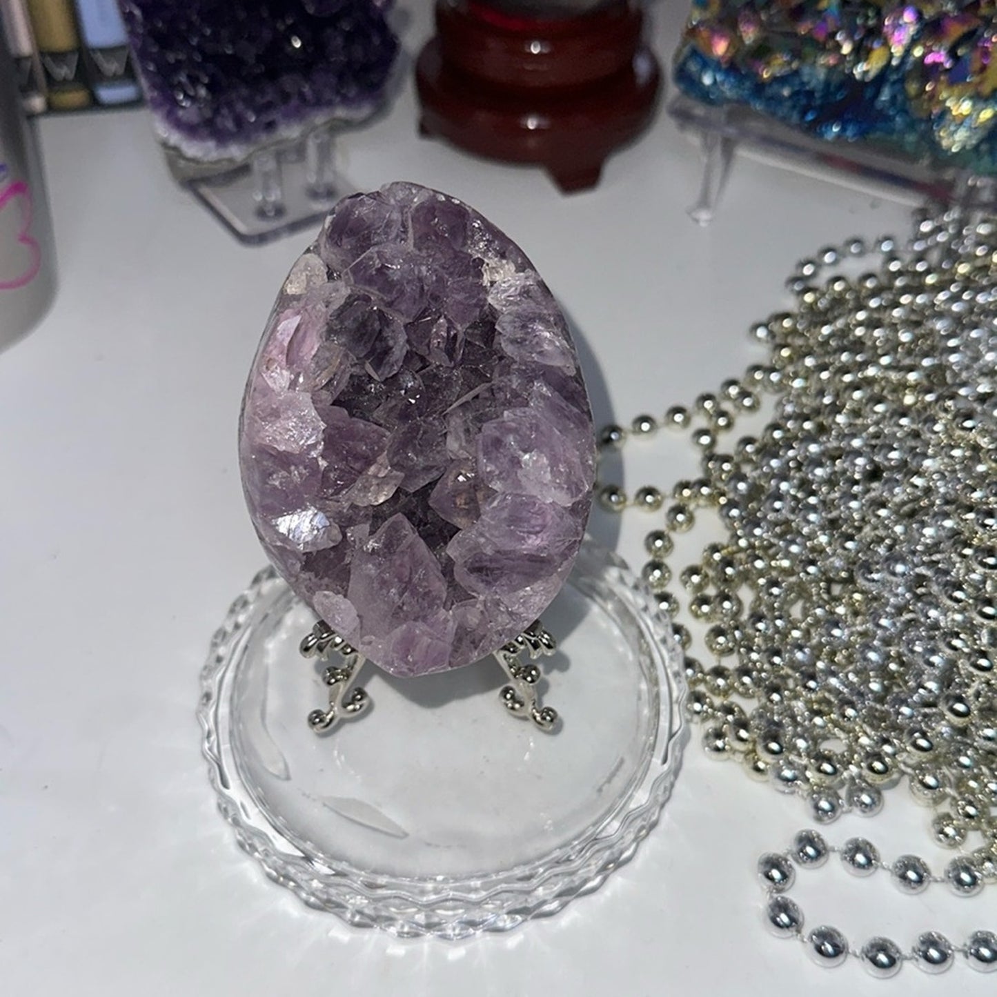 Amethyst Raw Freeform Egg Dinosaur - DRUZYAMYEGG-001 89MM