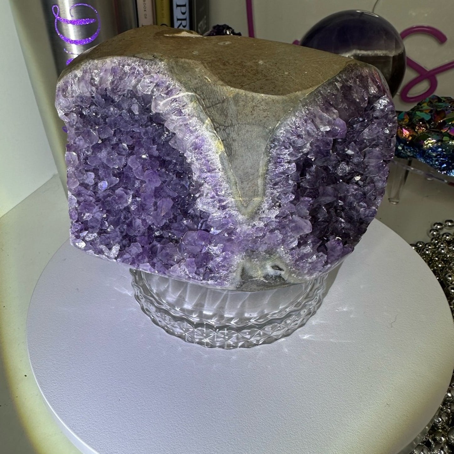 Amethyst Raw Freeform Goggles Sugar Points - AMYGOGGLE-001 138MM