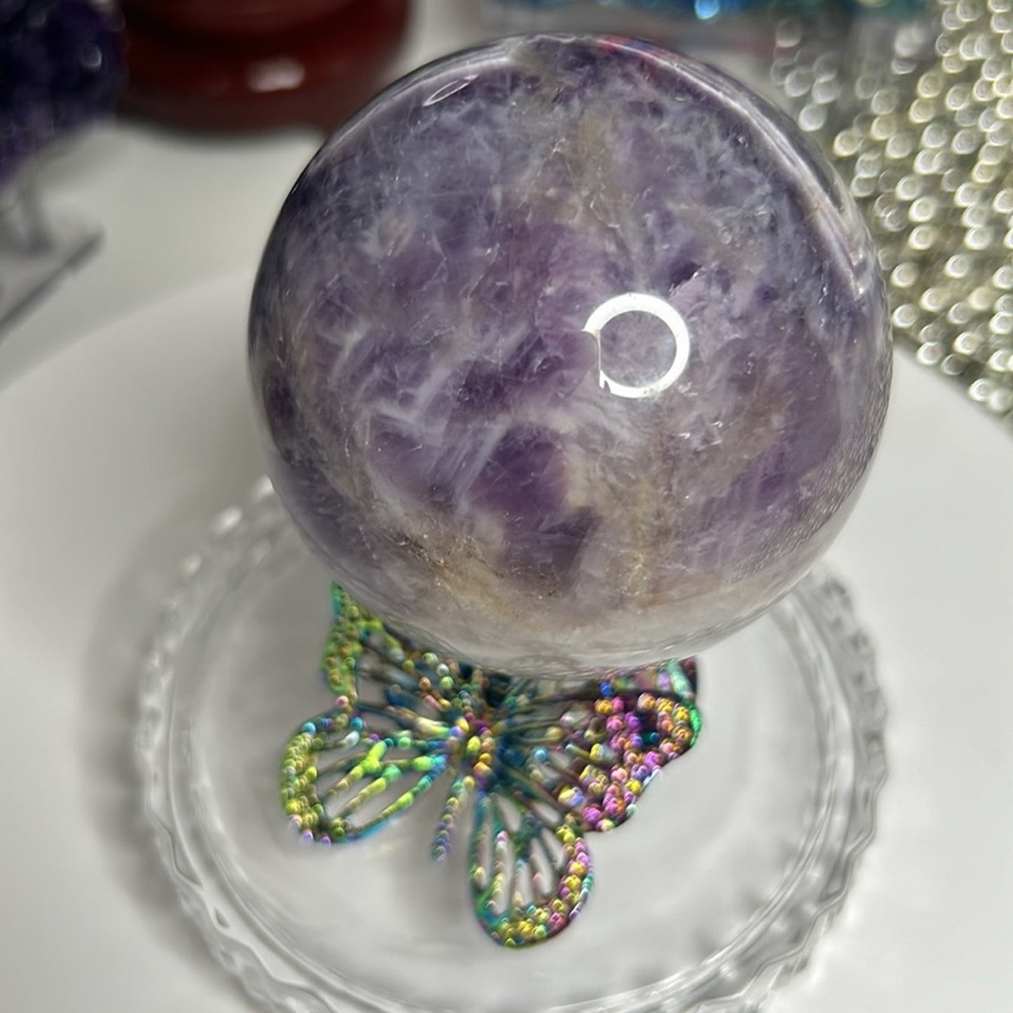 Dream Chevron Amethyst Sphere 71MM CHAMYSPH-001