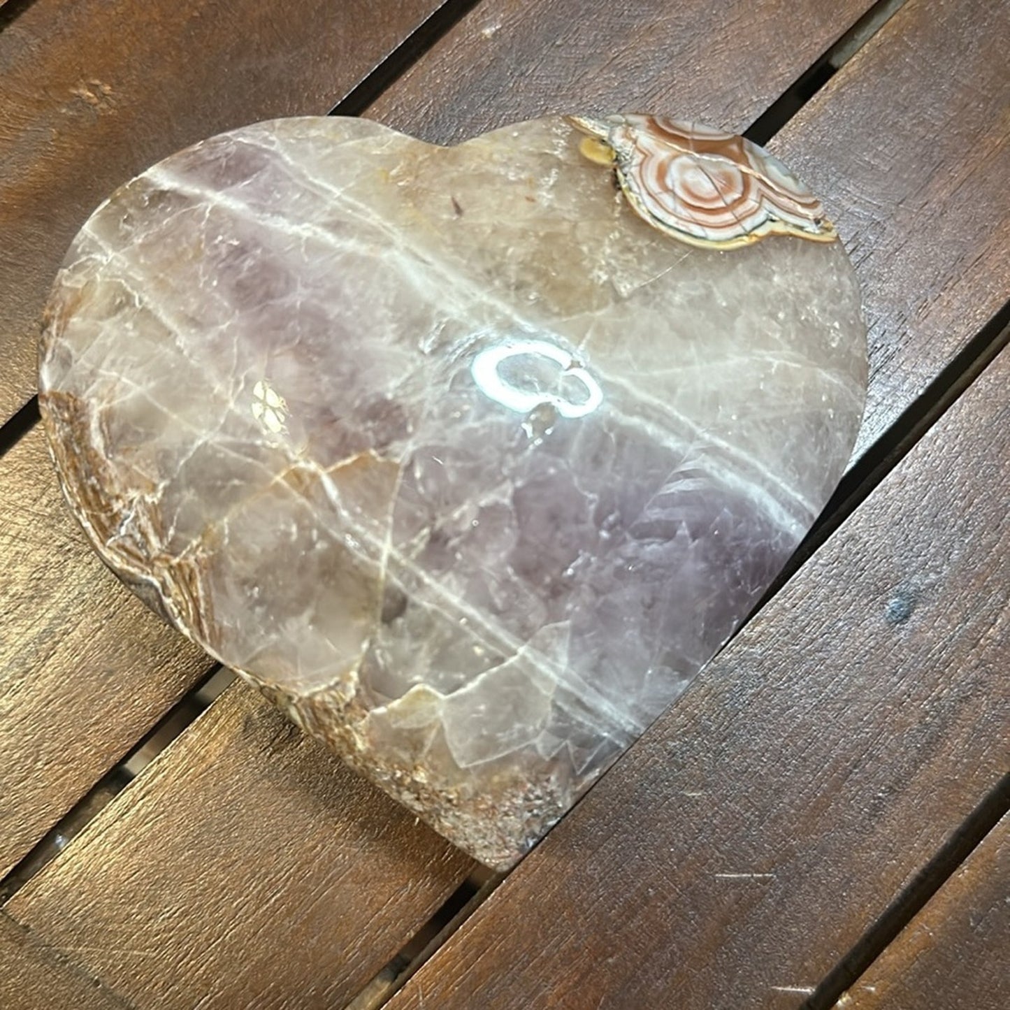 Mexican Lace Agate and Amethyst Heart - MCAMYHRT 619g 4.50β
