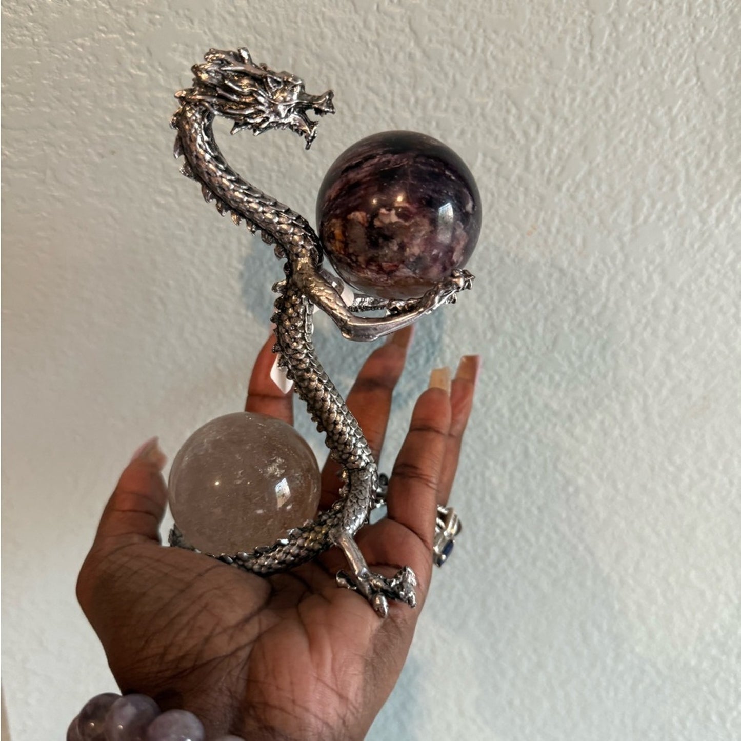 Silver Dragon holder of Crystal Spheres (Not Included - but for sale)🌹🌹