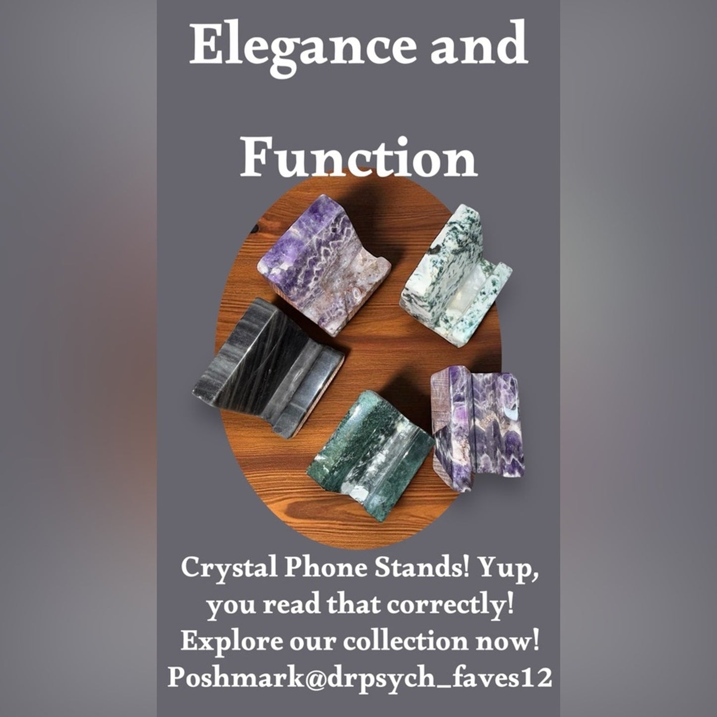 Crystal Phone Stand - Dream Amethyst, Moss Agate, Silver Obsidian-Price for 1
