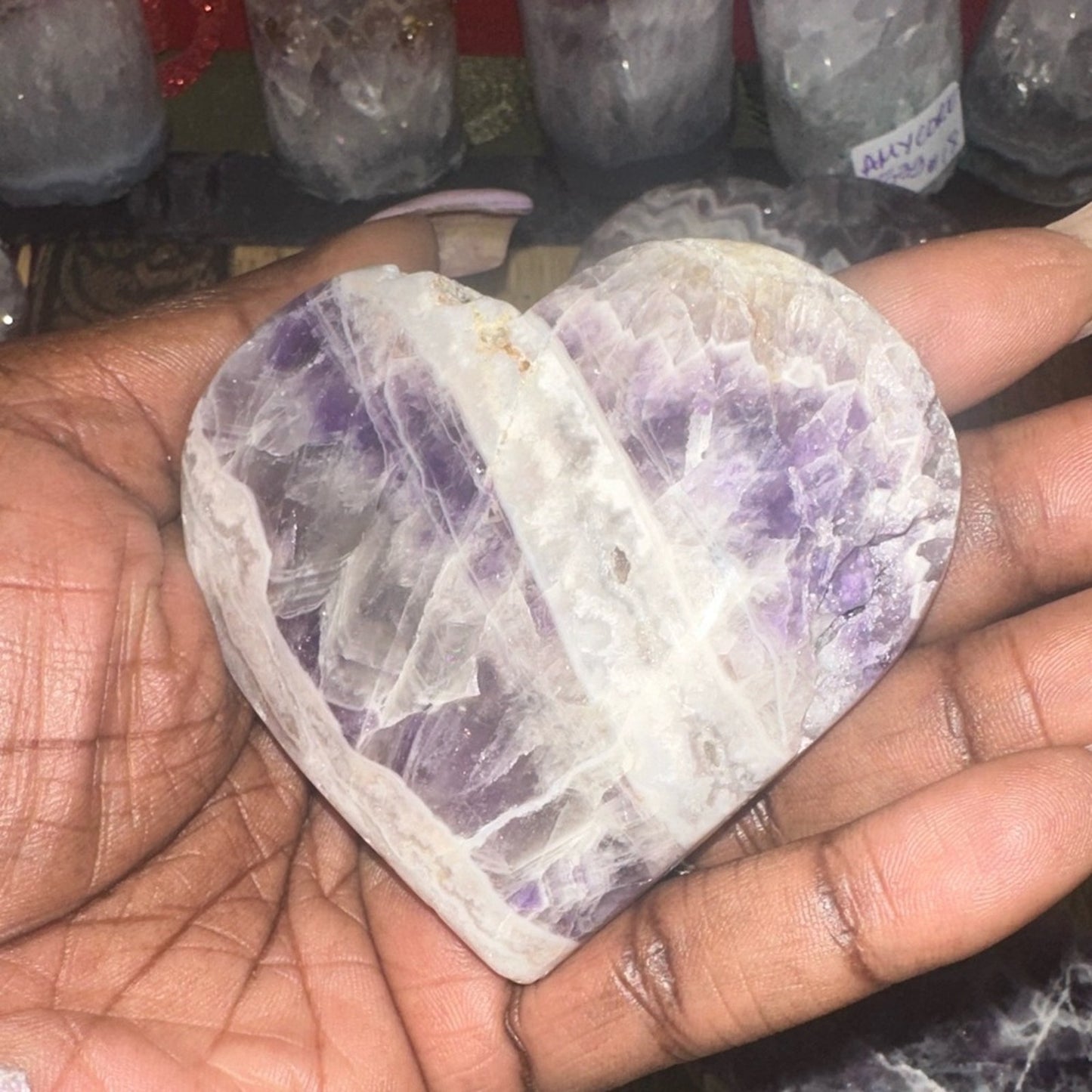 Chevron Dream Amethyst Heart Carvings Column 1, 2, 3, 4 - Price for 1