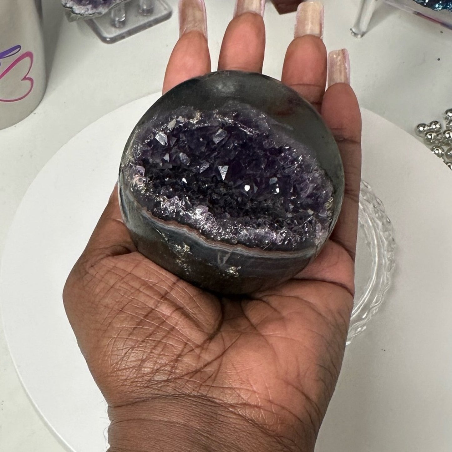Brazilian Amethyst Druzy Sphere - BRAMYSPH-002