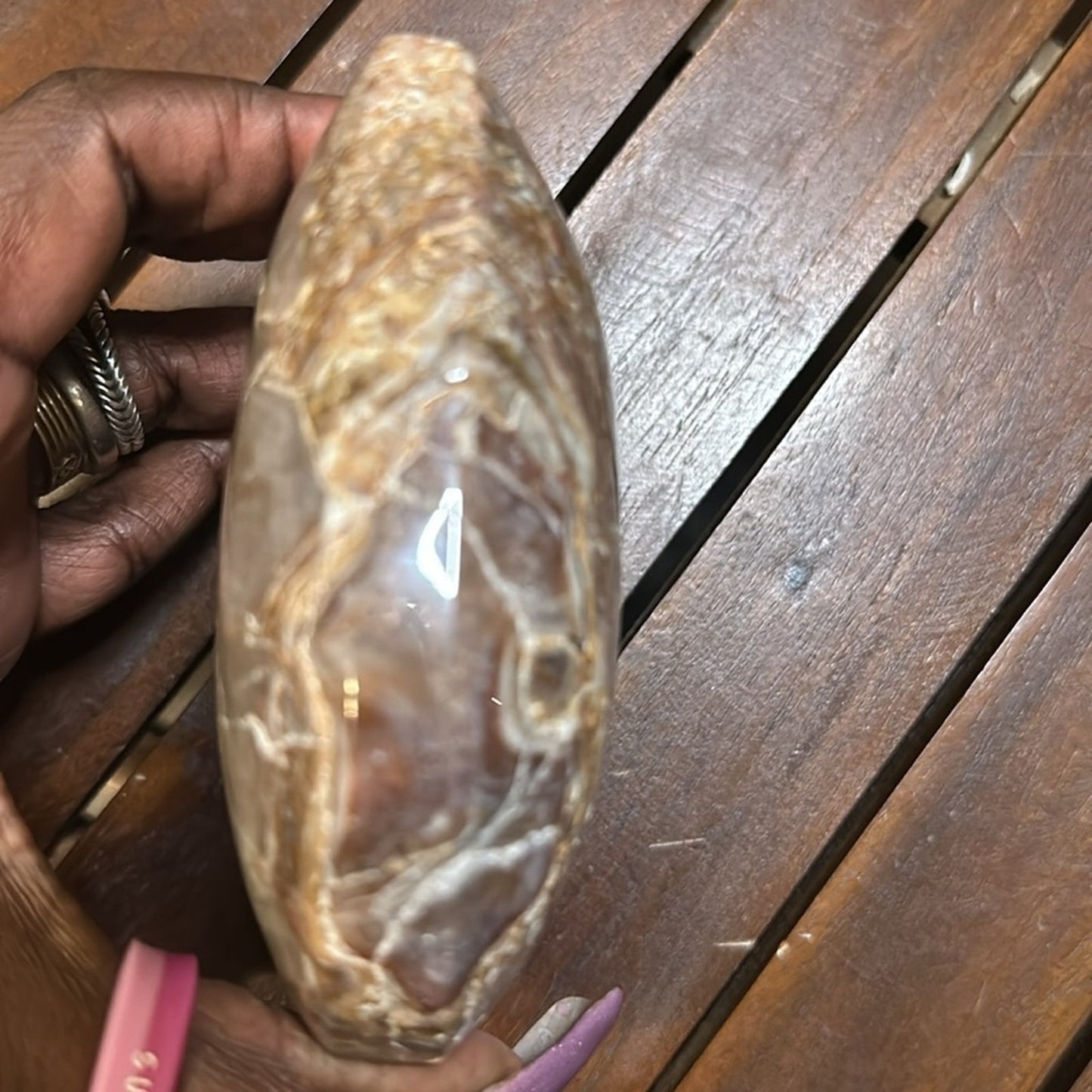 Mexican Lace Agate and Amethyst Heart - MCAMYHRT 619g 4.50β