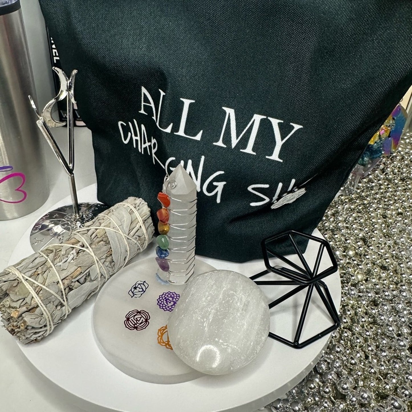 DrPsych_Faves12! Charge & Cleanse Crystal Starter Kit! Black bag. πΉπΉπ€π€