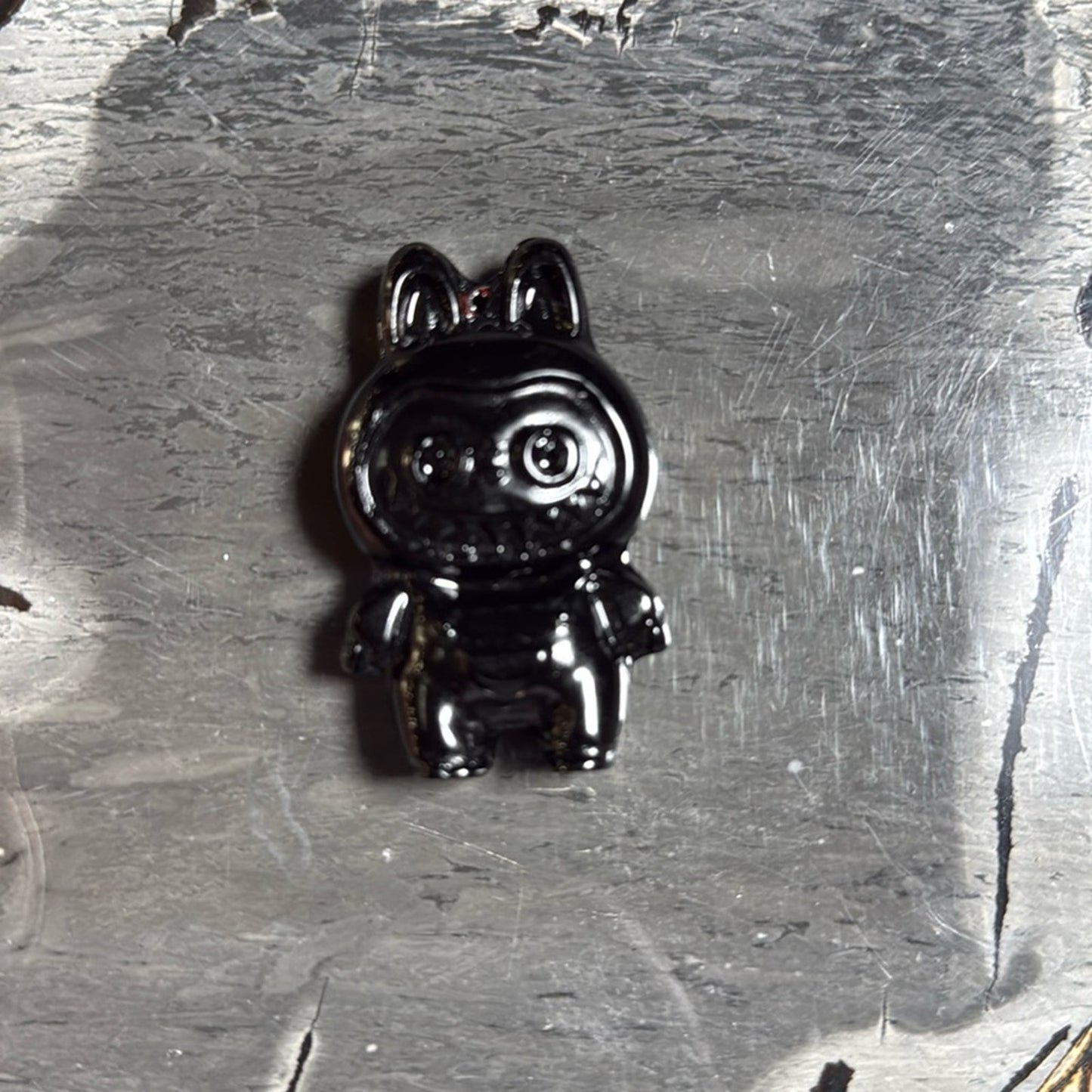 Labubu Golden Sheen Black Obsidian 2.25” approximately carving pendant Figure