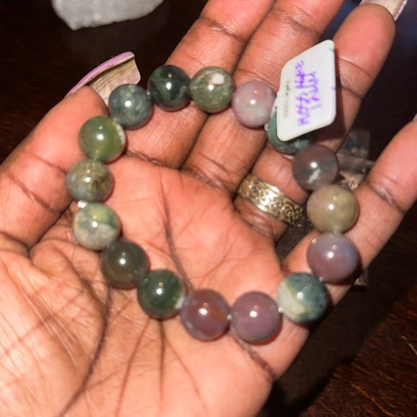 Moss Agate Bracelet 12MM Bead