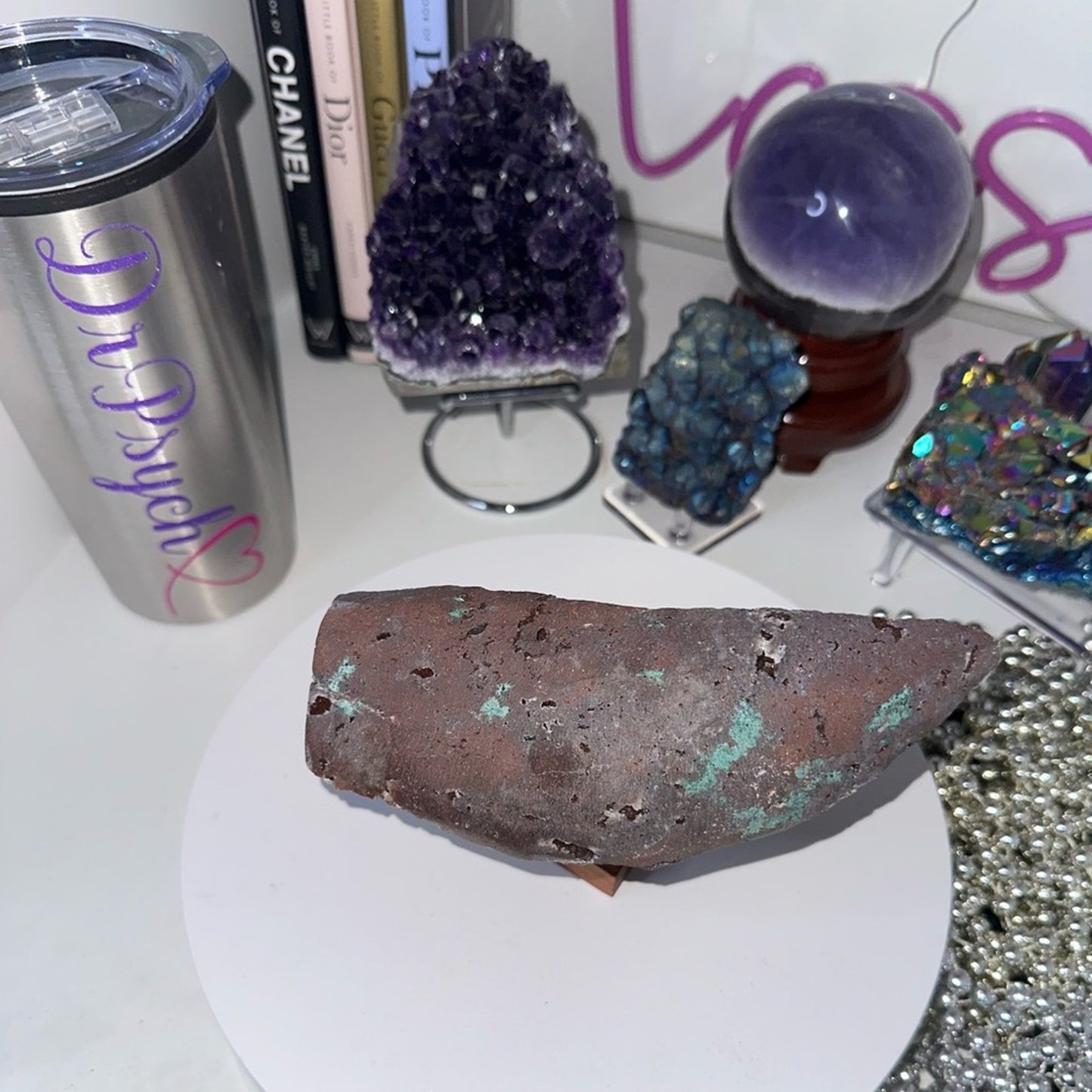 Amethyst Raw “Yam” with Red and Green Quartz inclusions & sugar AMYREDGRNYAM-001