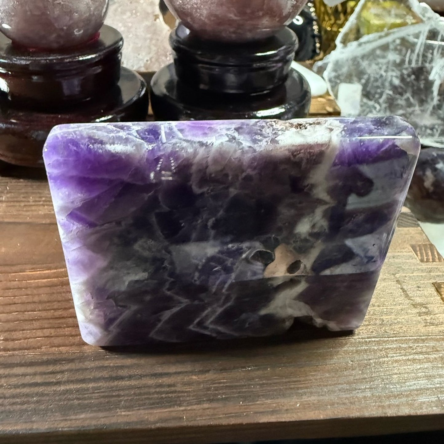 Crystal Phone Stand - Dream Amethyst, Moss Agate, Silver Obsidian-Price for 1