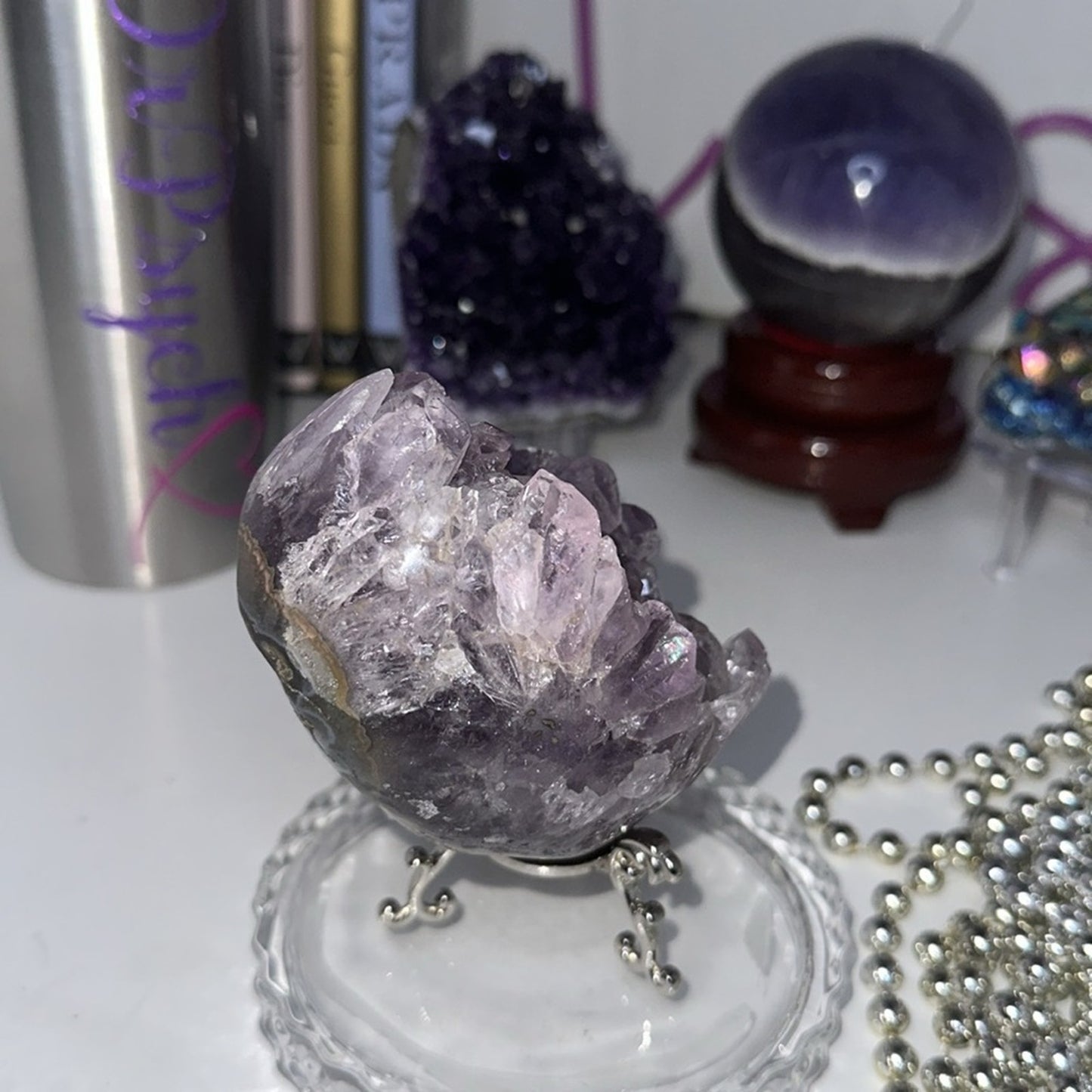 Amethyst Raw Freeform Egg Dinosaur - DRUZYAMYEGG-001 89MM
