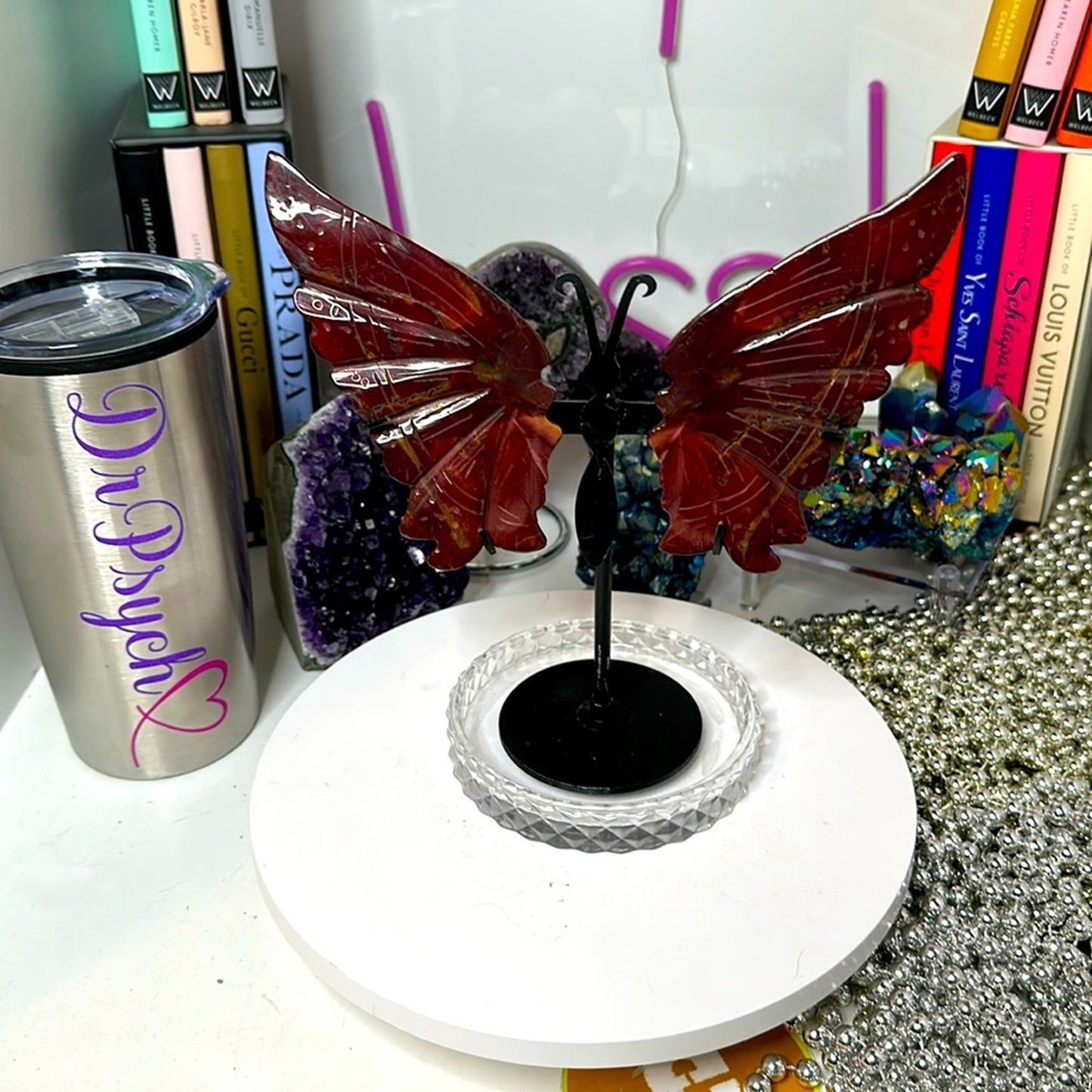 Mookaite custom Butterfly Pink Purple carving #163