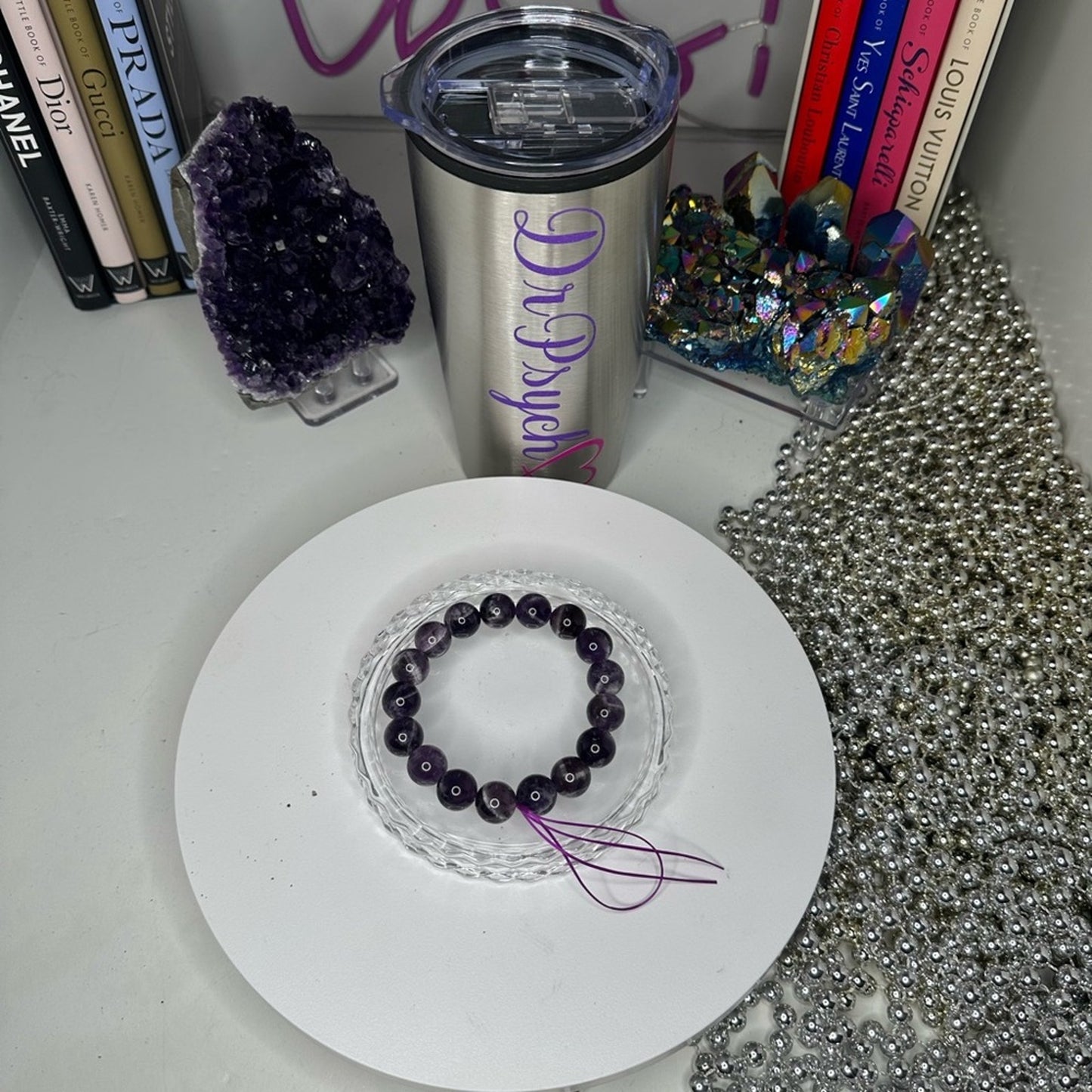 Amethyst - Dream/Chevron Natural Stone Bracelet Approx 12MM, 2.5โ CHAMYBRC001