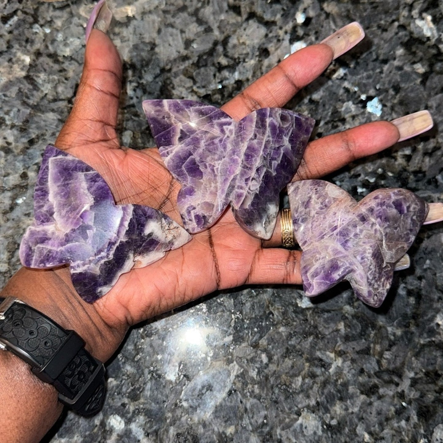 Dream Amethyst Butterfly Set of 3 - Sphere holder π¦