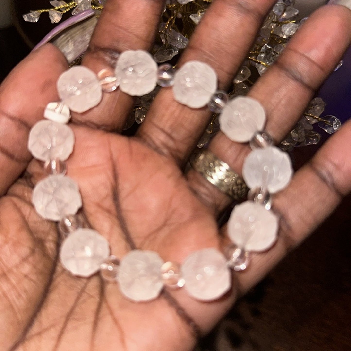 Clear Quartz Lotus Flower Bracelet 12MM Bead