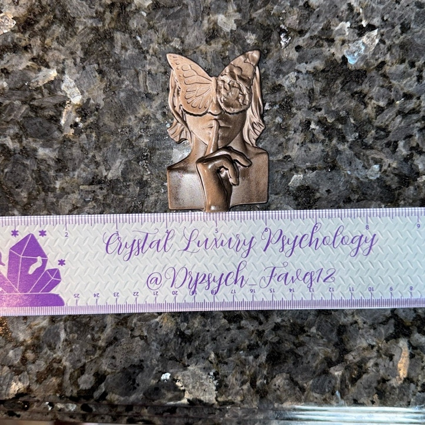 Butterfly Woman Silver Sheen Black Obsidian 3 x 2”approx carving pendant Figure