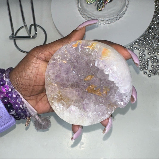 Amethyst (Clear-Pink-Lavender) Sphere w/Agate ~ 85MM AMAGSP001