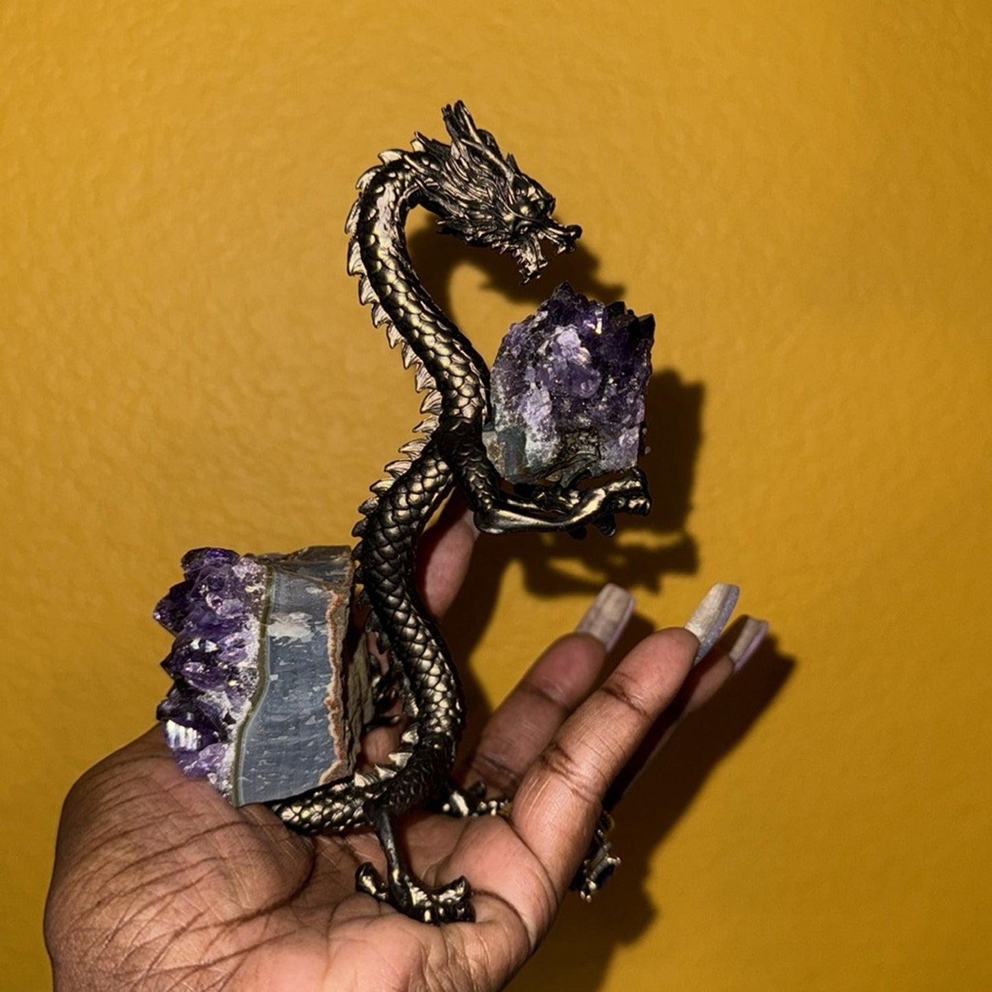 Pewter Grey Dragon holder of Crystal Spheres (Not Included - but for sale)๐น๐น