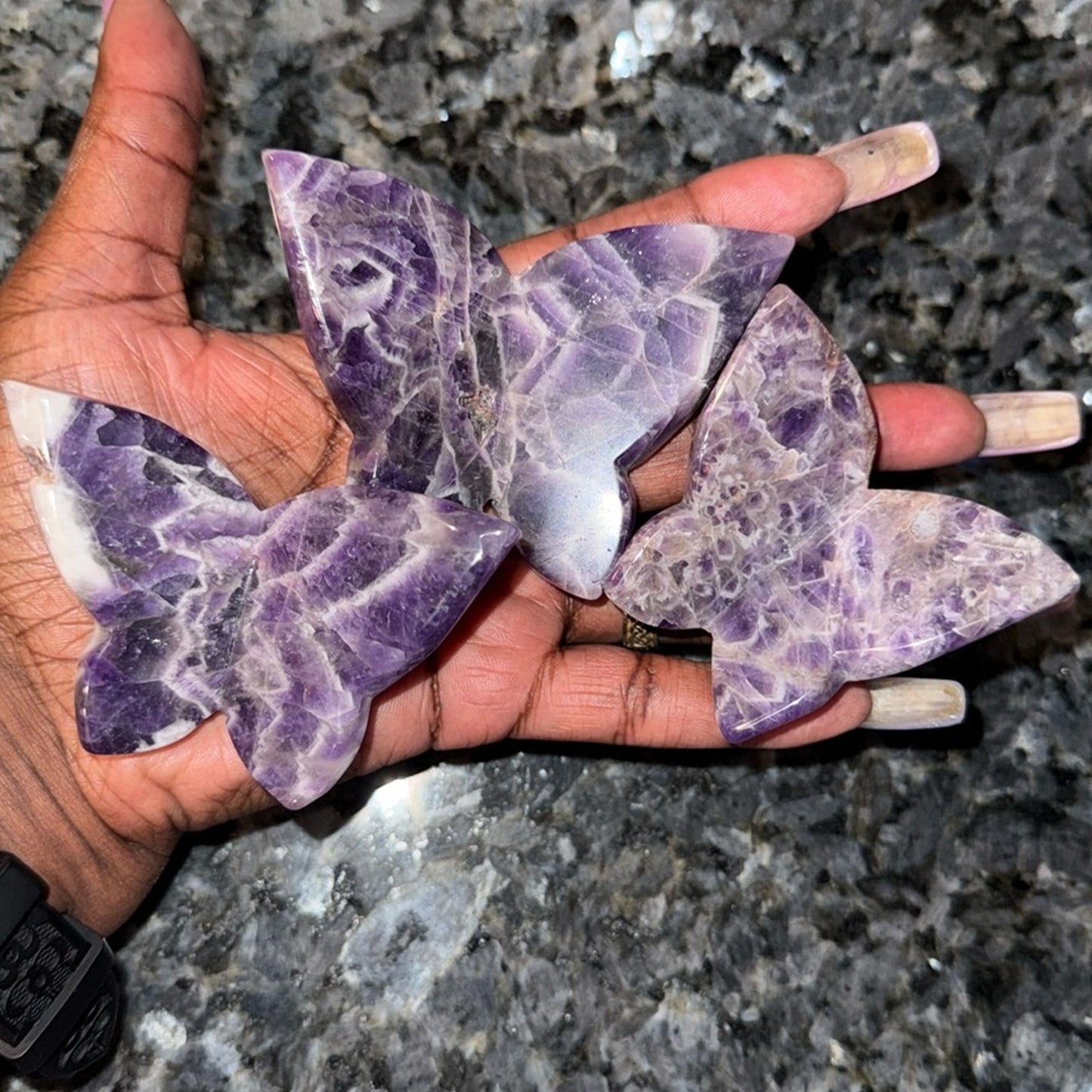 Dream Amethyst Butterfly Set of 3 - Sphere holder π¦