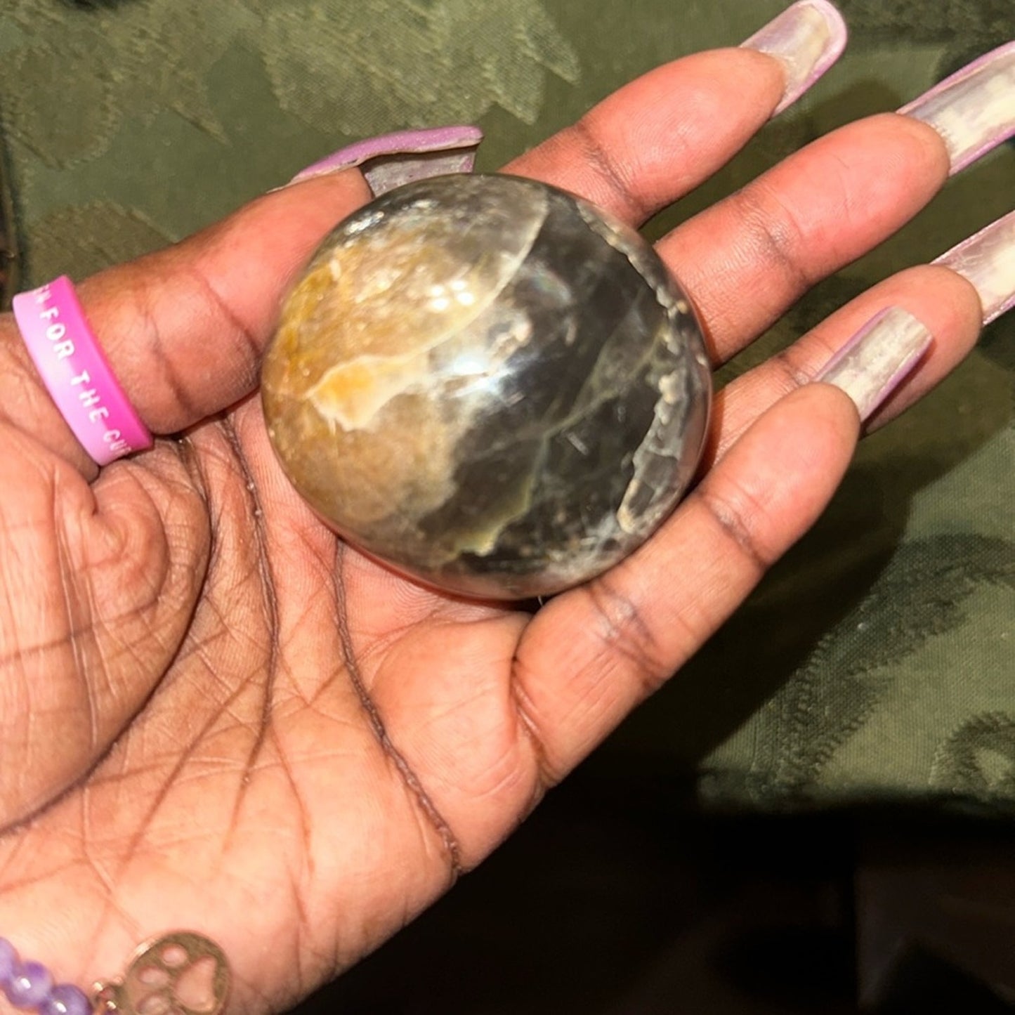 Black Moonstone Set - Palm and Heart stone - BLKMNSTN-002