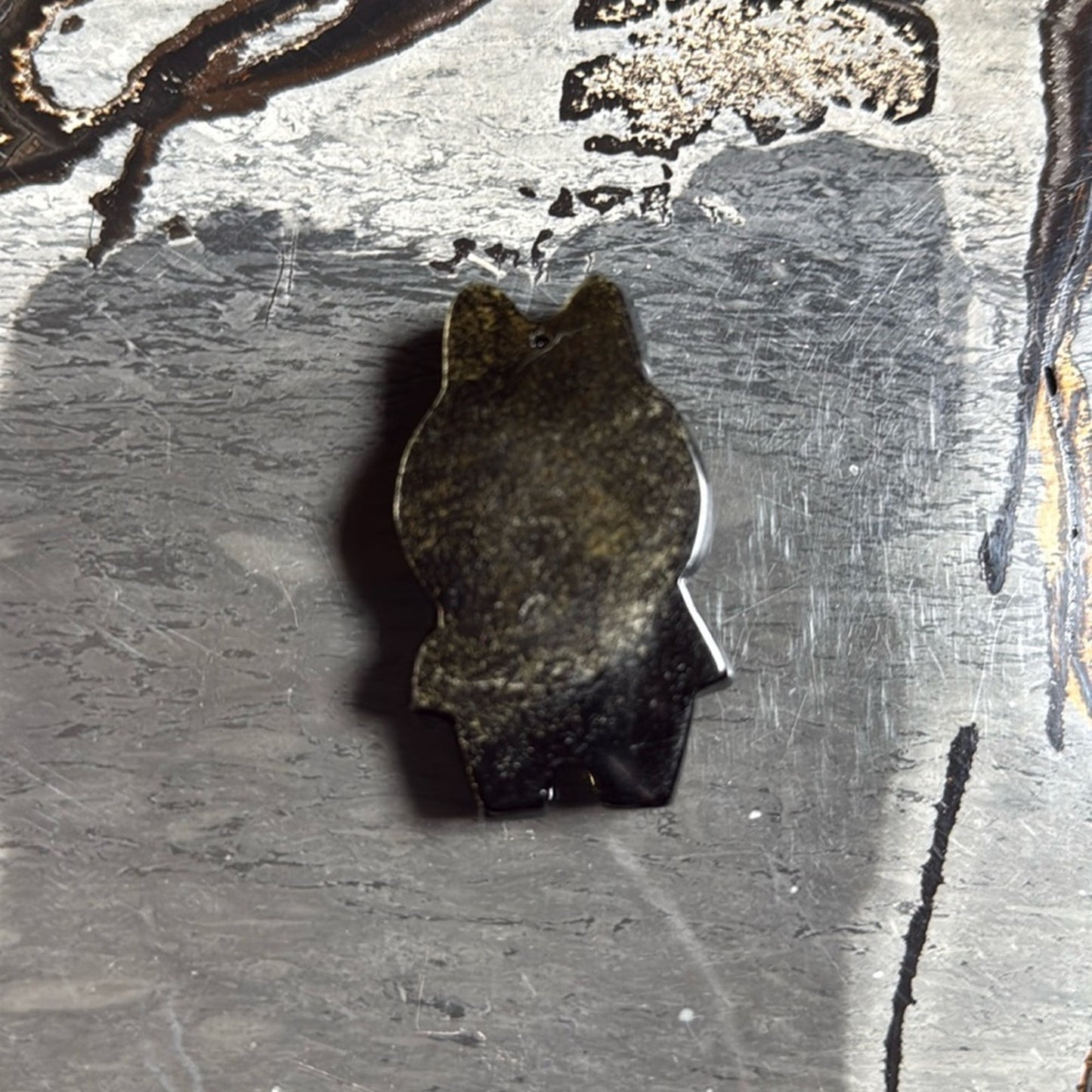Labubu Golden Sheen Black Obsidian 2.25” approximately carving pendant Figure