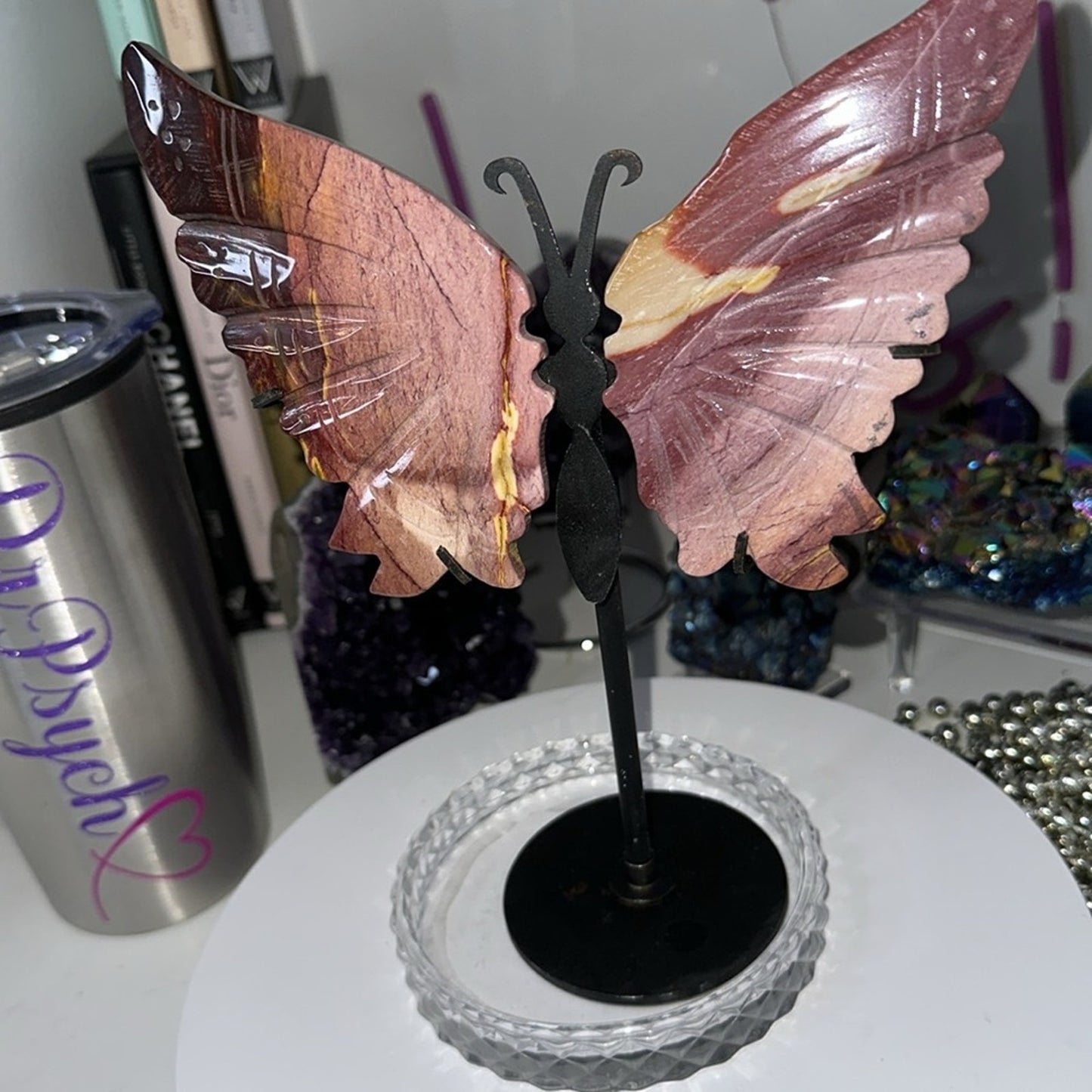 Mookaite custom Butterfly Pink Purple carving #168