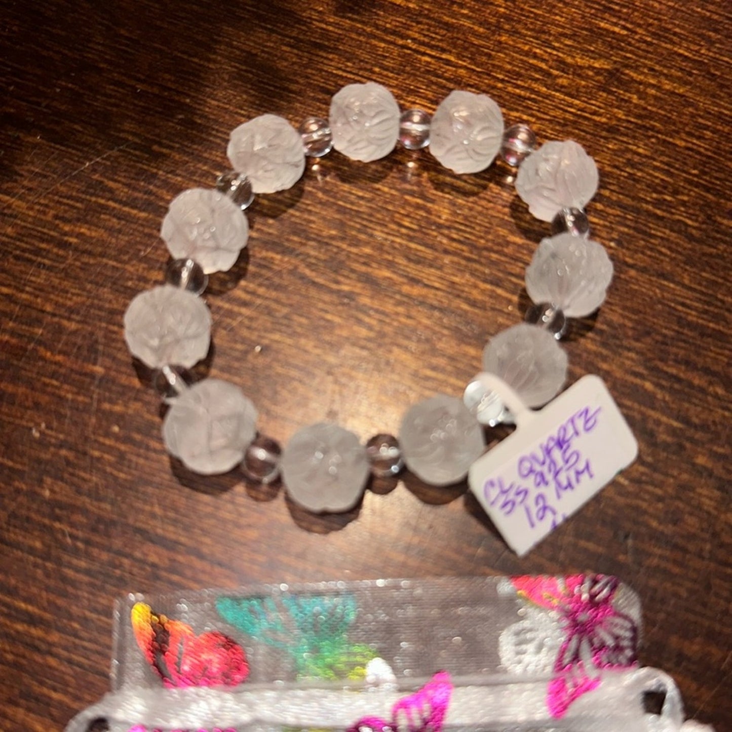 Clear Quartz Lotus Flower Bracelet 12MM Bead